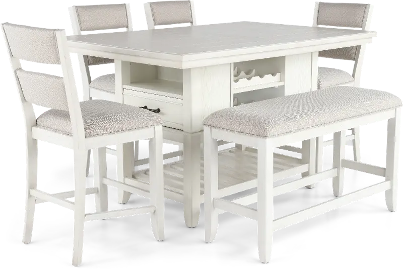 Willow White 6 Piece Counter Height Dining Set