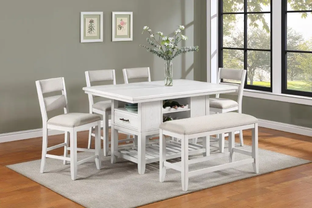 Willow White 6 Piece Counter Height Dining Set-2