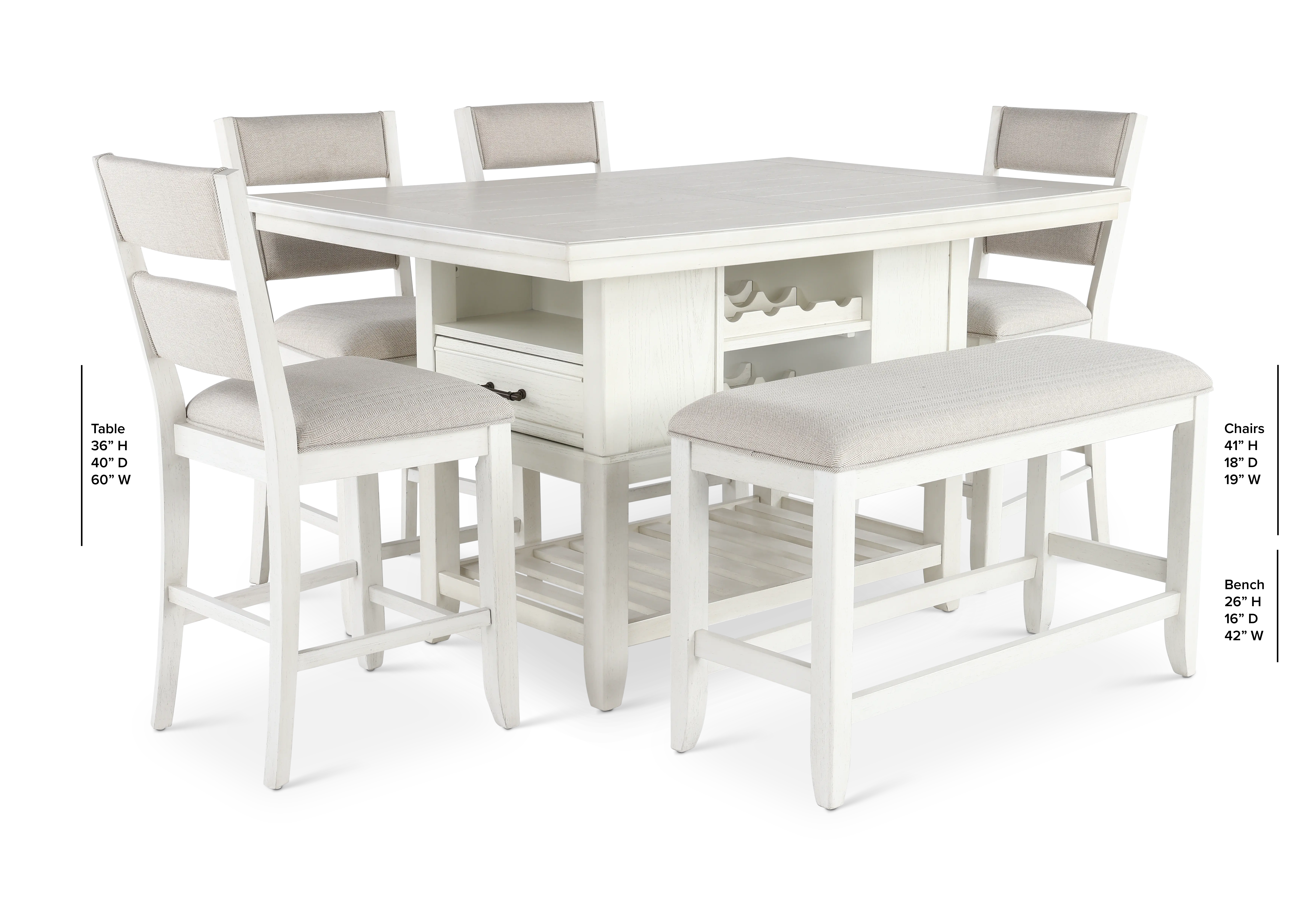 Willow White 6 Piece Counter Height Dining Set-3