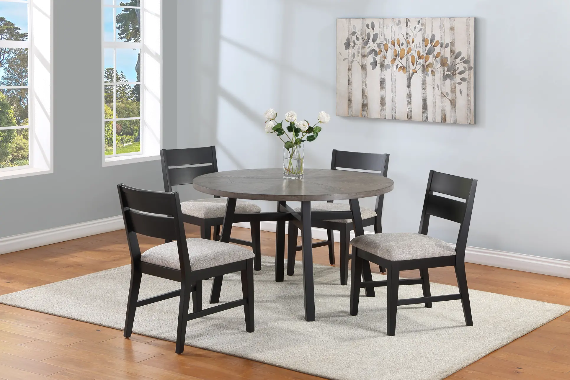 Mathis Gray and Black 5 Piece Dining Room Set-2