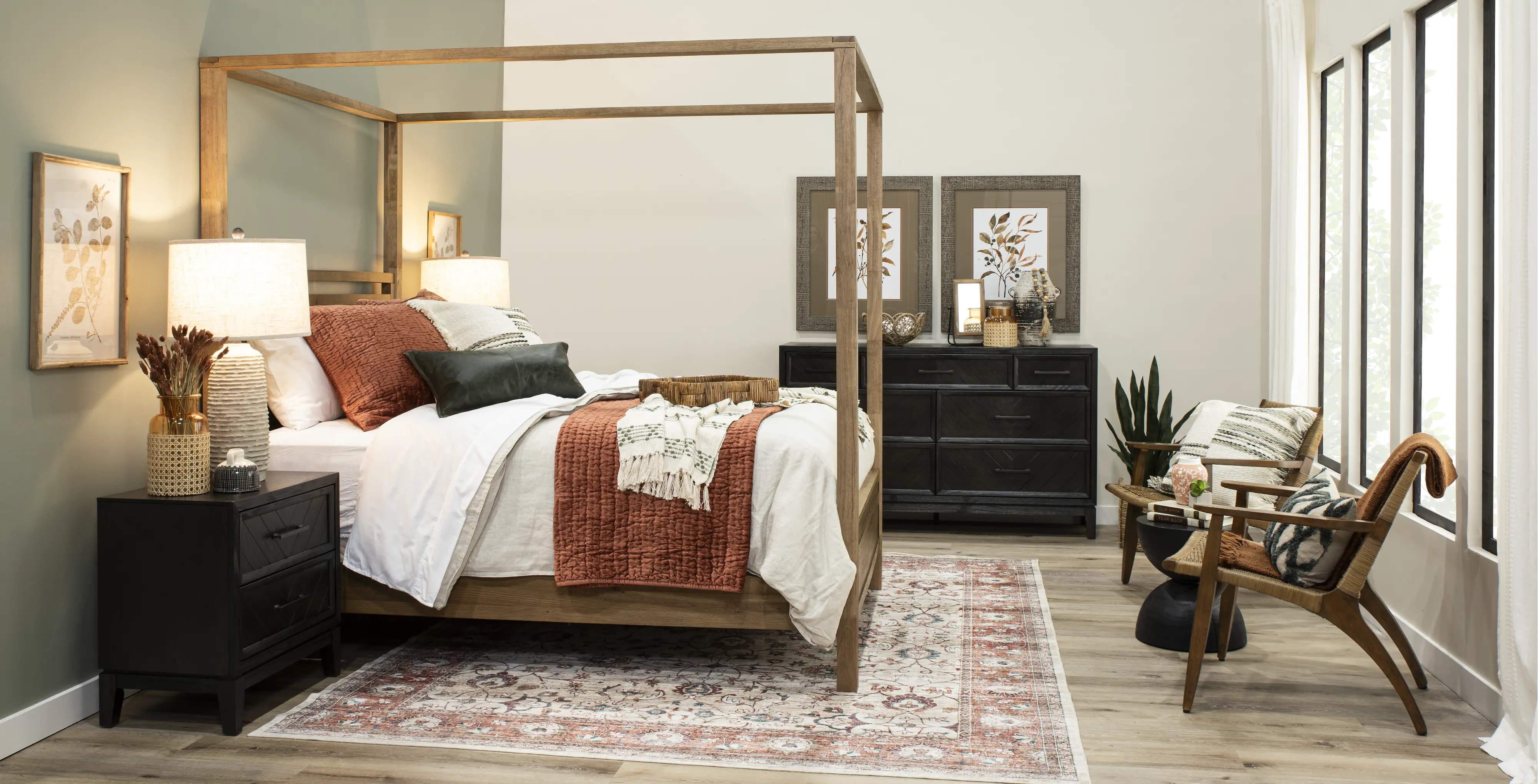 Boho Sandstone Tan Queen Canopy Bed-10