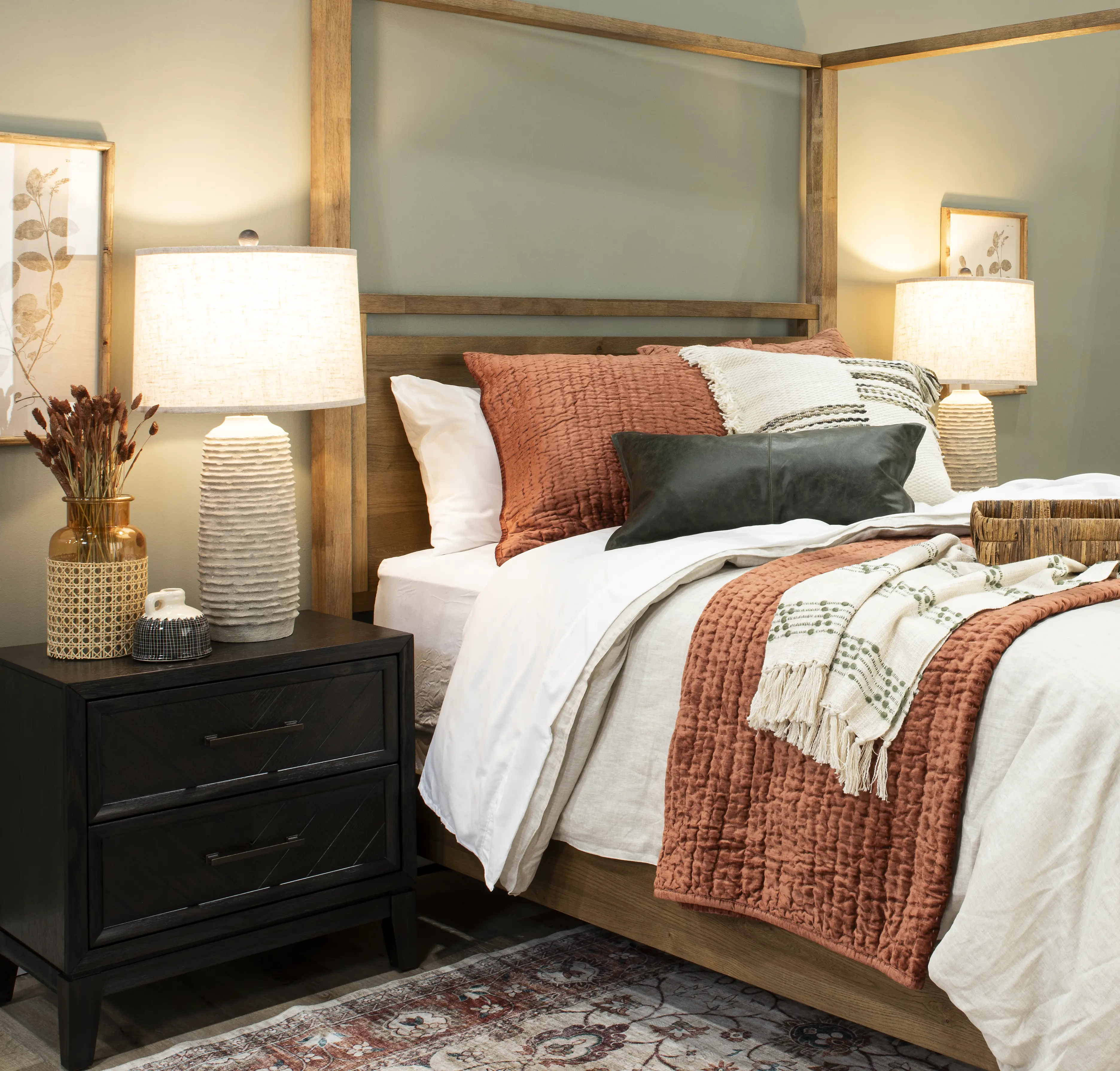 Boho Sandstone Tan Queen Canopy Bed-11