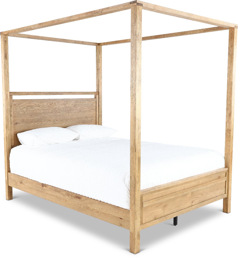 Boho Sandstone Tan Queen Canopy Bed