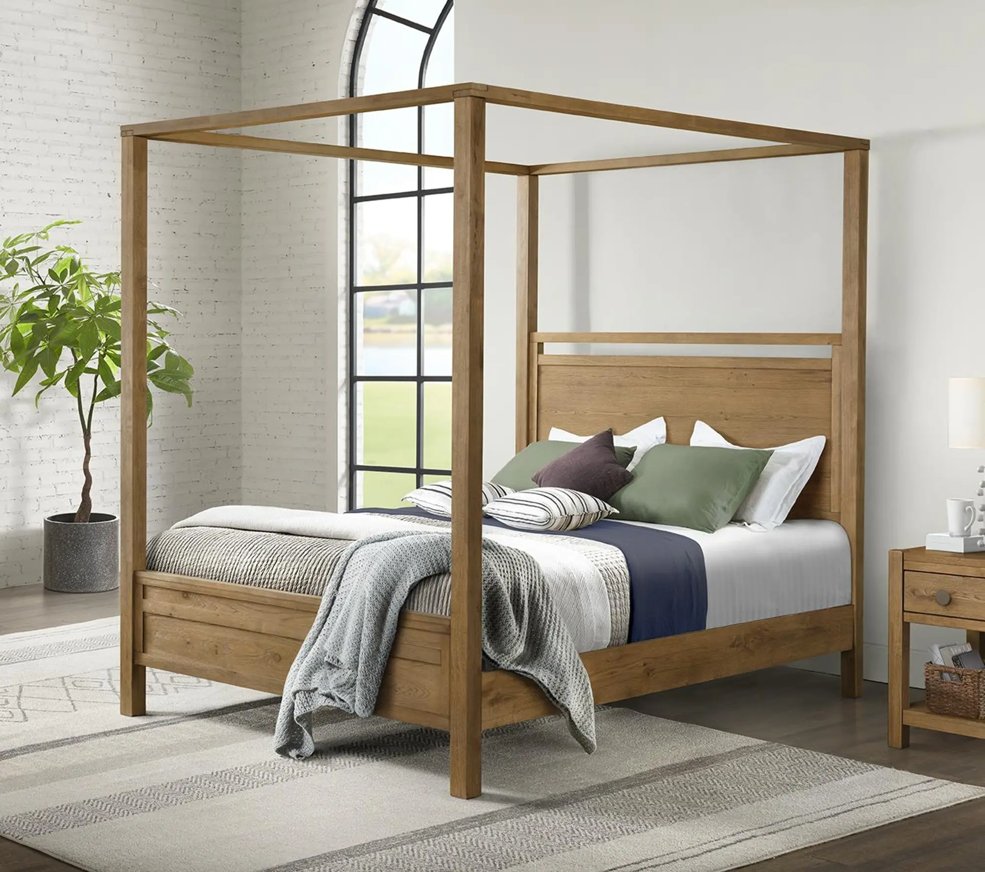 Boho Sandstone Tan Queen Canopy Bed | RC Willey