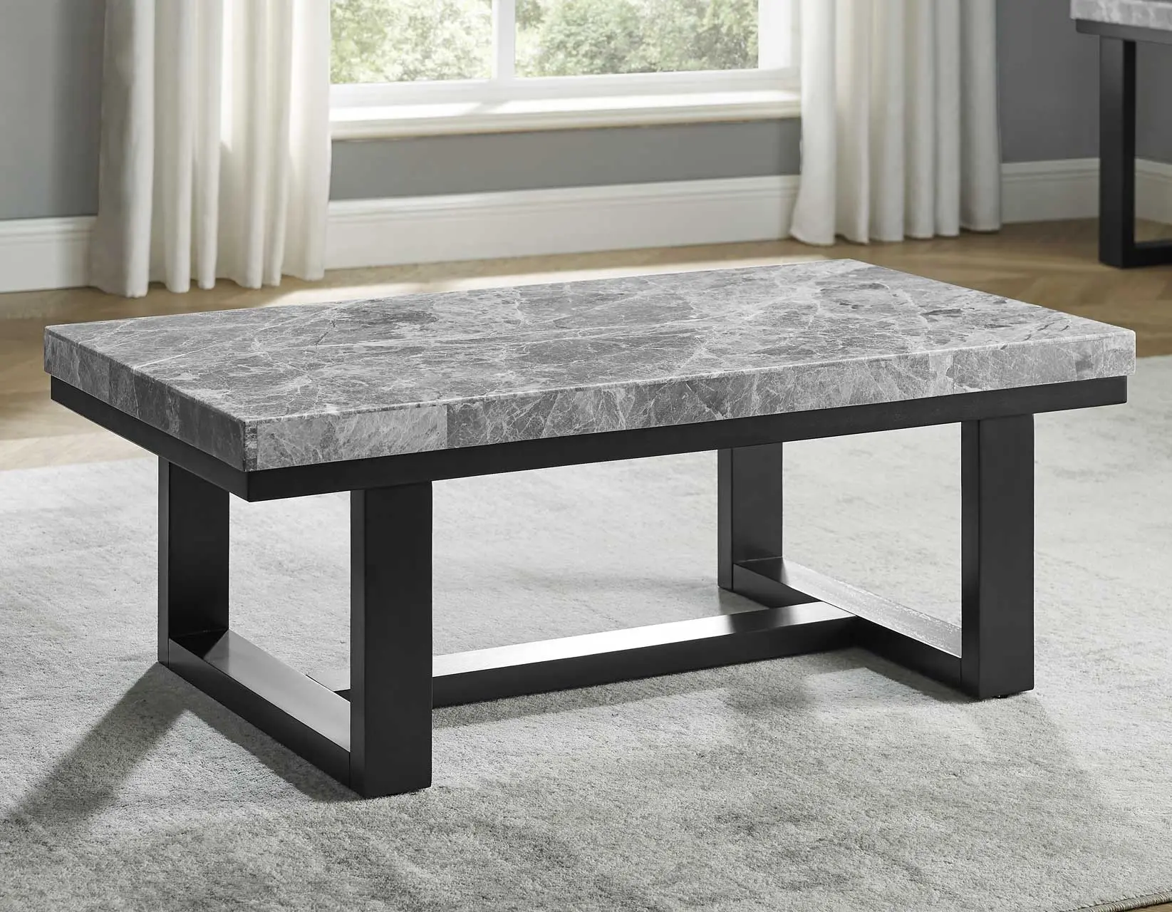 Luca Black and Gray Marble Coffee Table-2