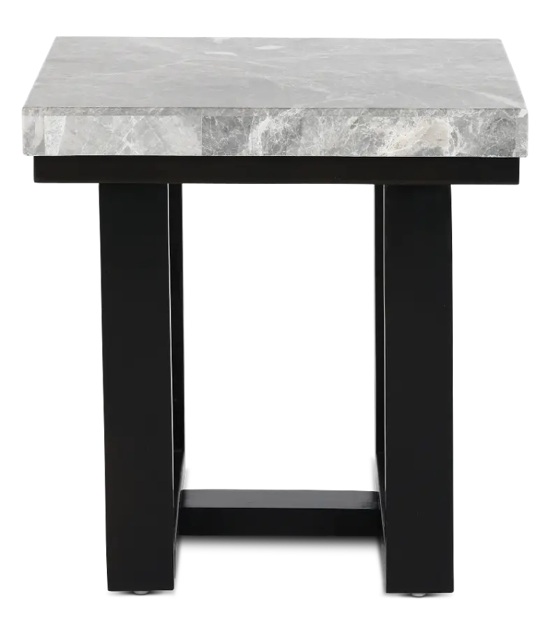 Luca Black and Gray Marble End Table