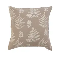 DF6793/FERN-PILLOW Natural and Beige Woven Accent Pillow with Fern Pattern