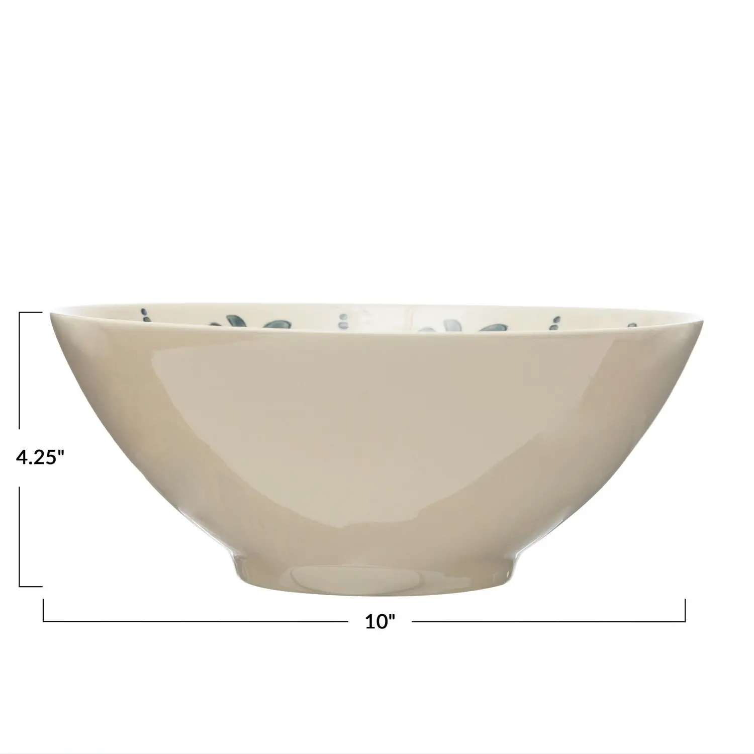 DF6678/STONEWAR-BOWL Cream and Blue Stoneware Bowl-2