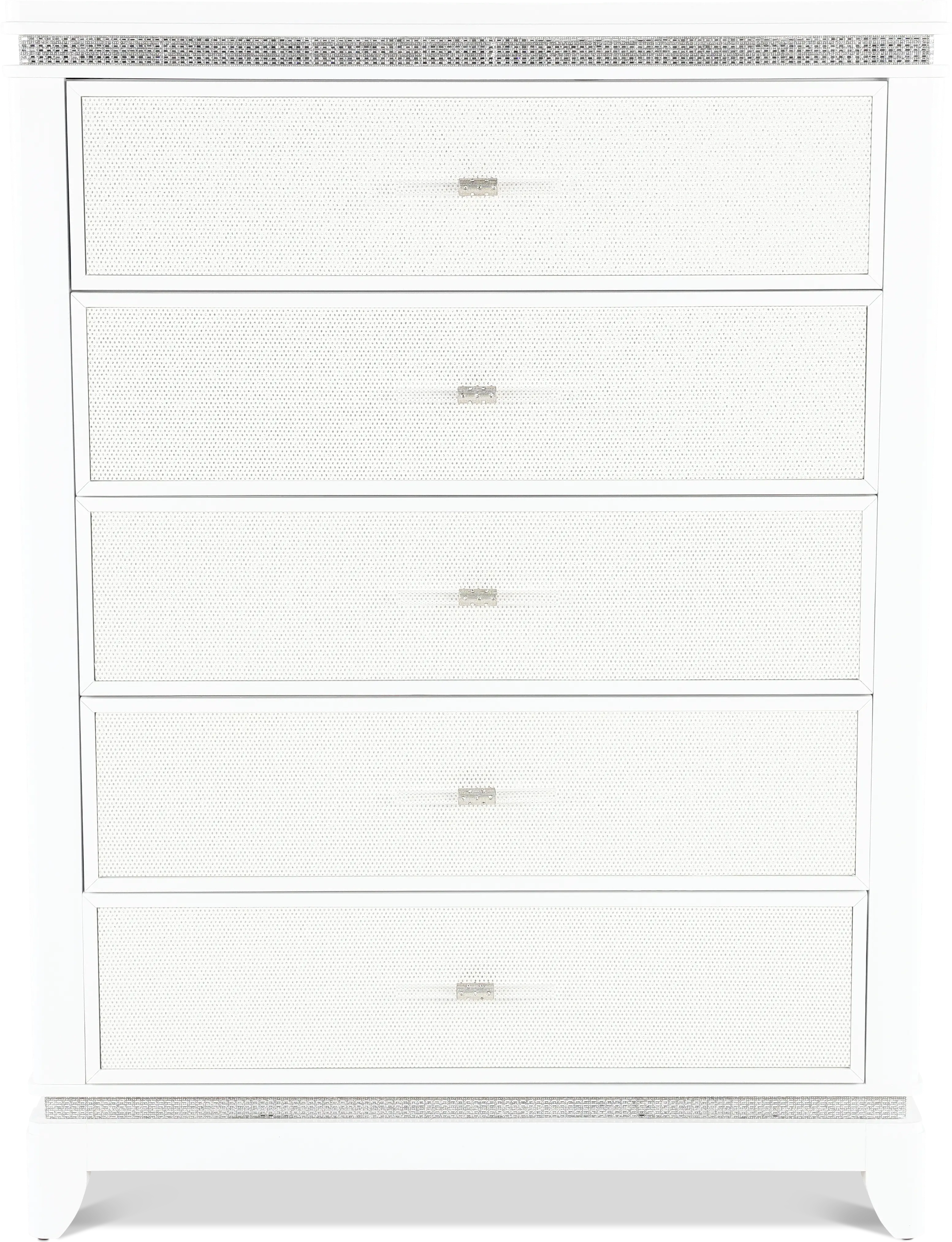 Celesta 80 Low chest ホワイト 5段チェスト Celeste Sparkle White Chest of Drawers | RC Willey