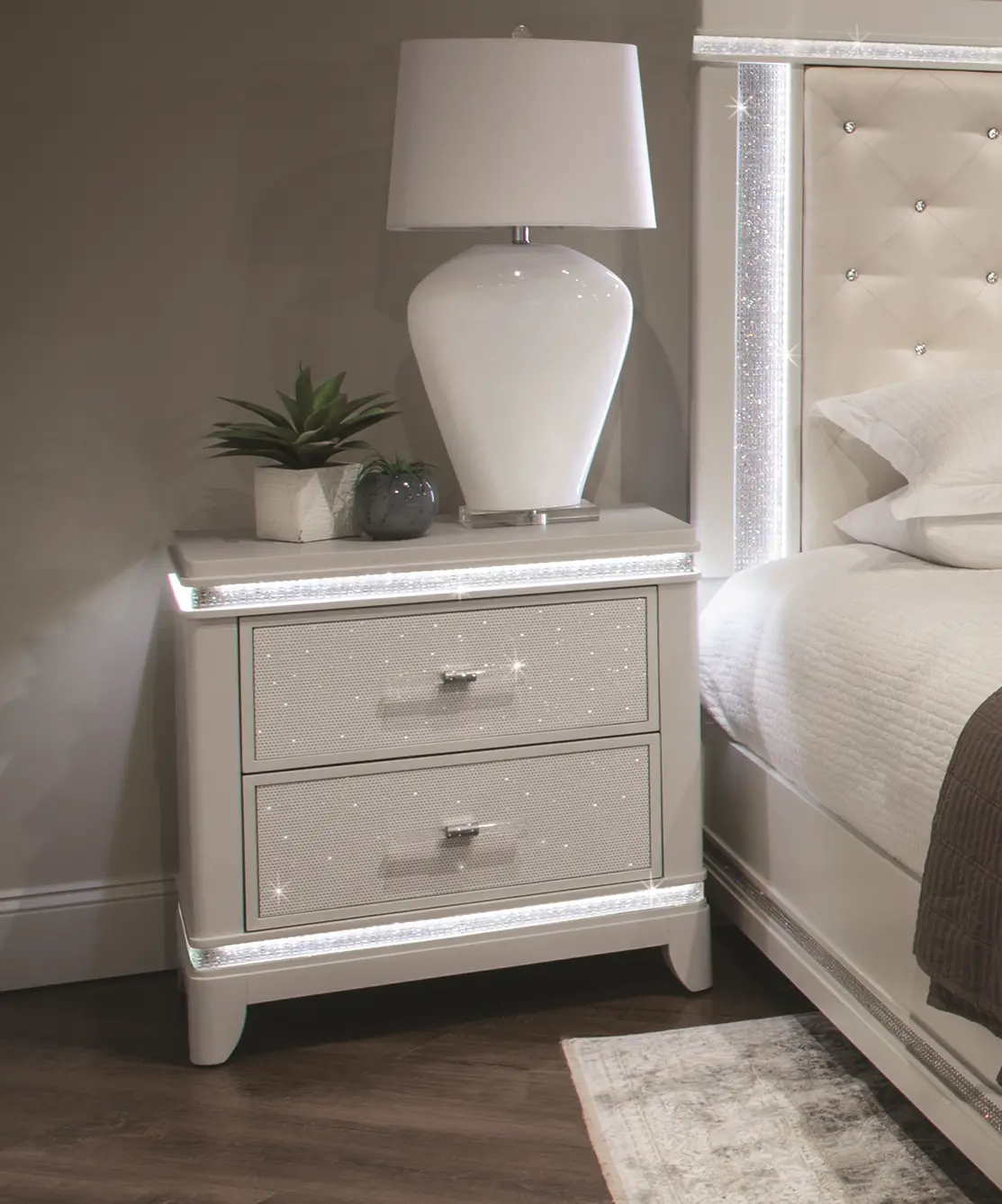Celeste Sparkle White Nightstand-2
