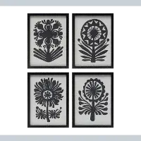 DF6582A-A/4-IND-FRME Black and White Flower Assorted Wall Art