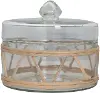DF5445/RATTAN-JAR Rattan Wrapped Round Glass Jar with Lid