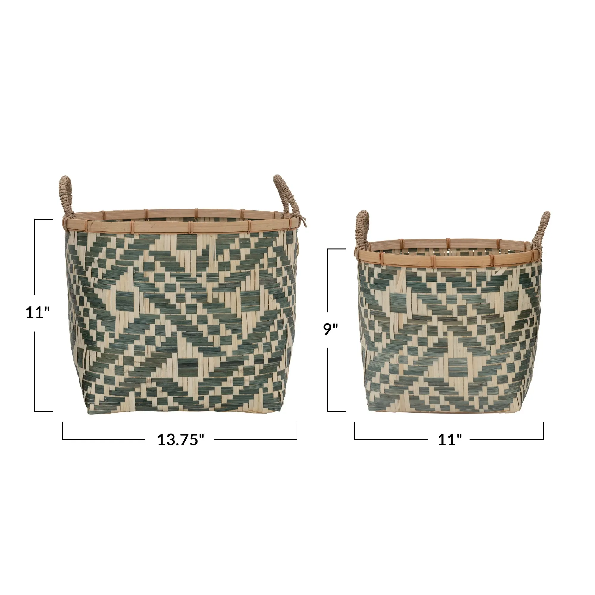 DF5017-S/2-LRG Large Natural and Black Hand Woven Basket-3