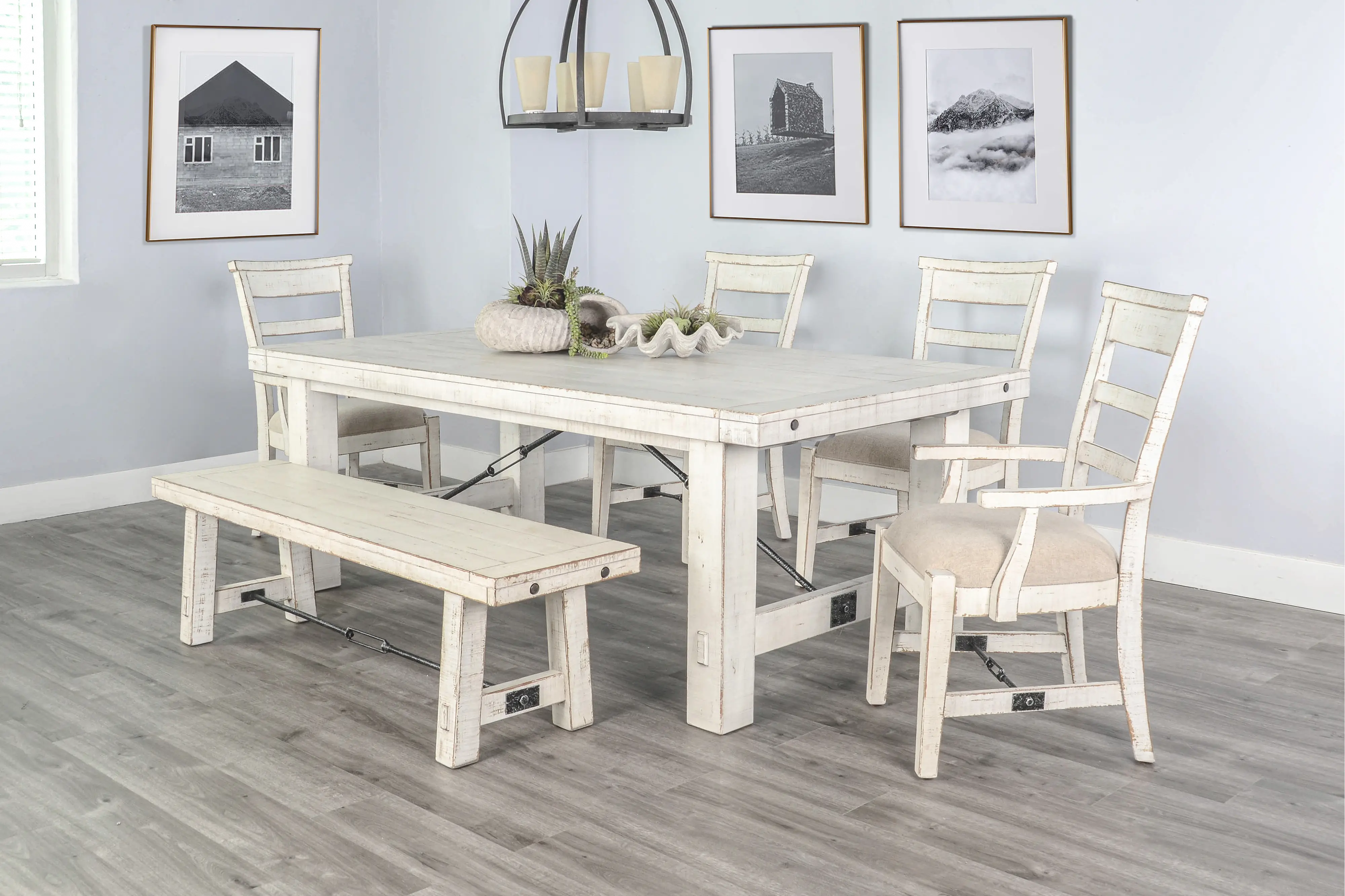 Marina White Sand Dining Bench-2