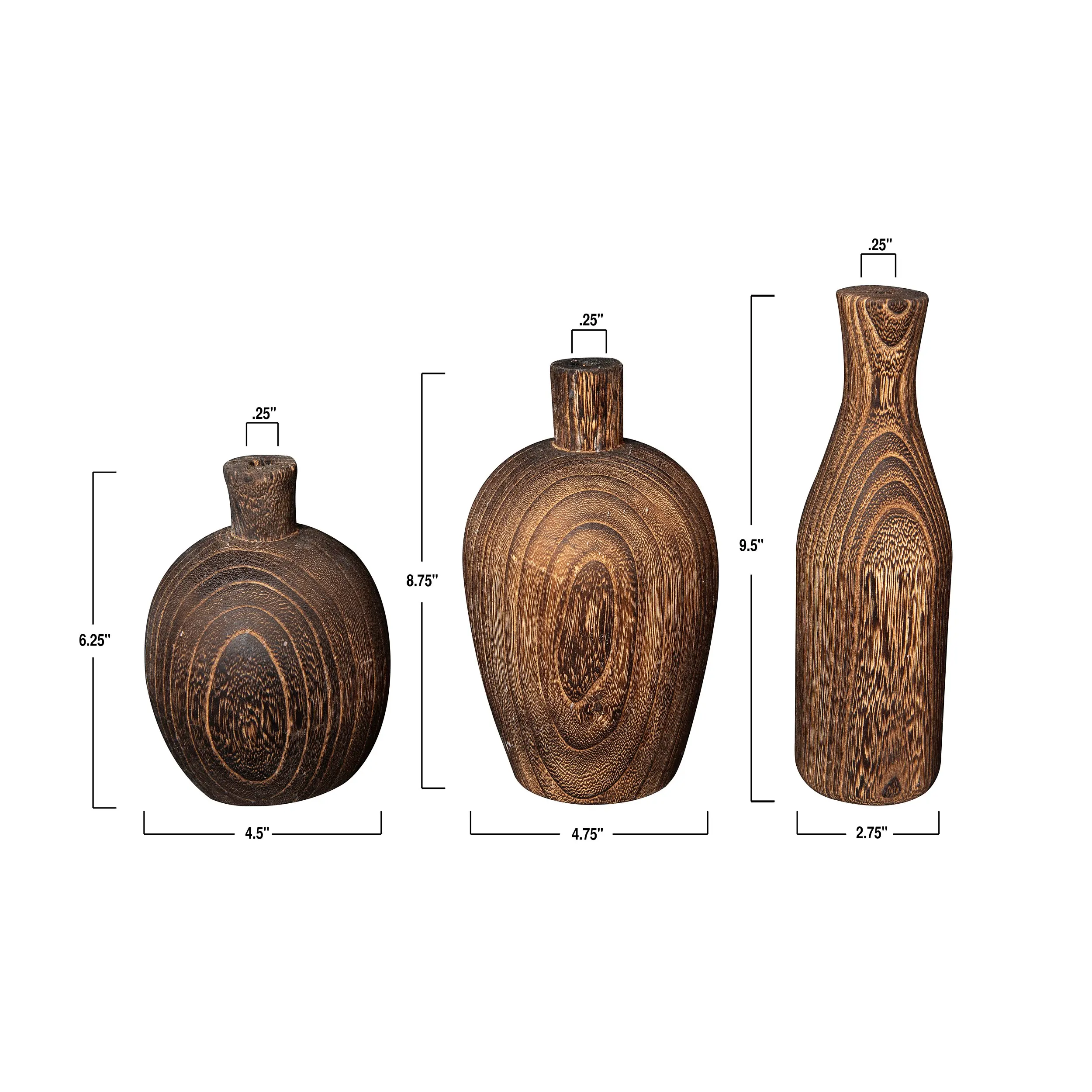 DF2093A-A/3-IND/VASE Paulownia Black and Brown Vase - Assorted-2
