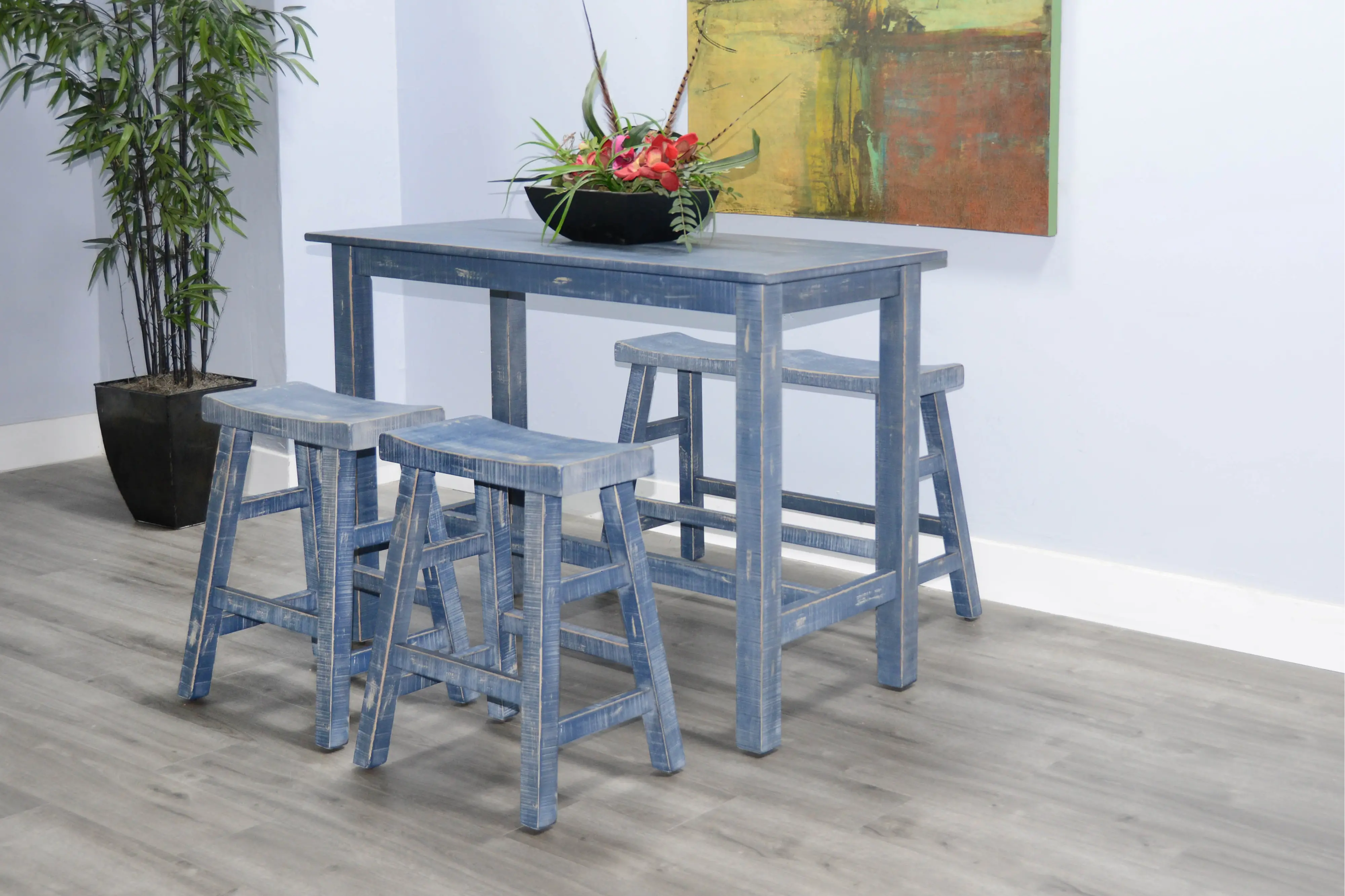 Beach Haven Blue 4 Piece Counter Height Dining Set-2