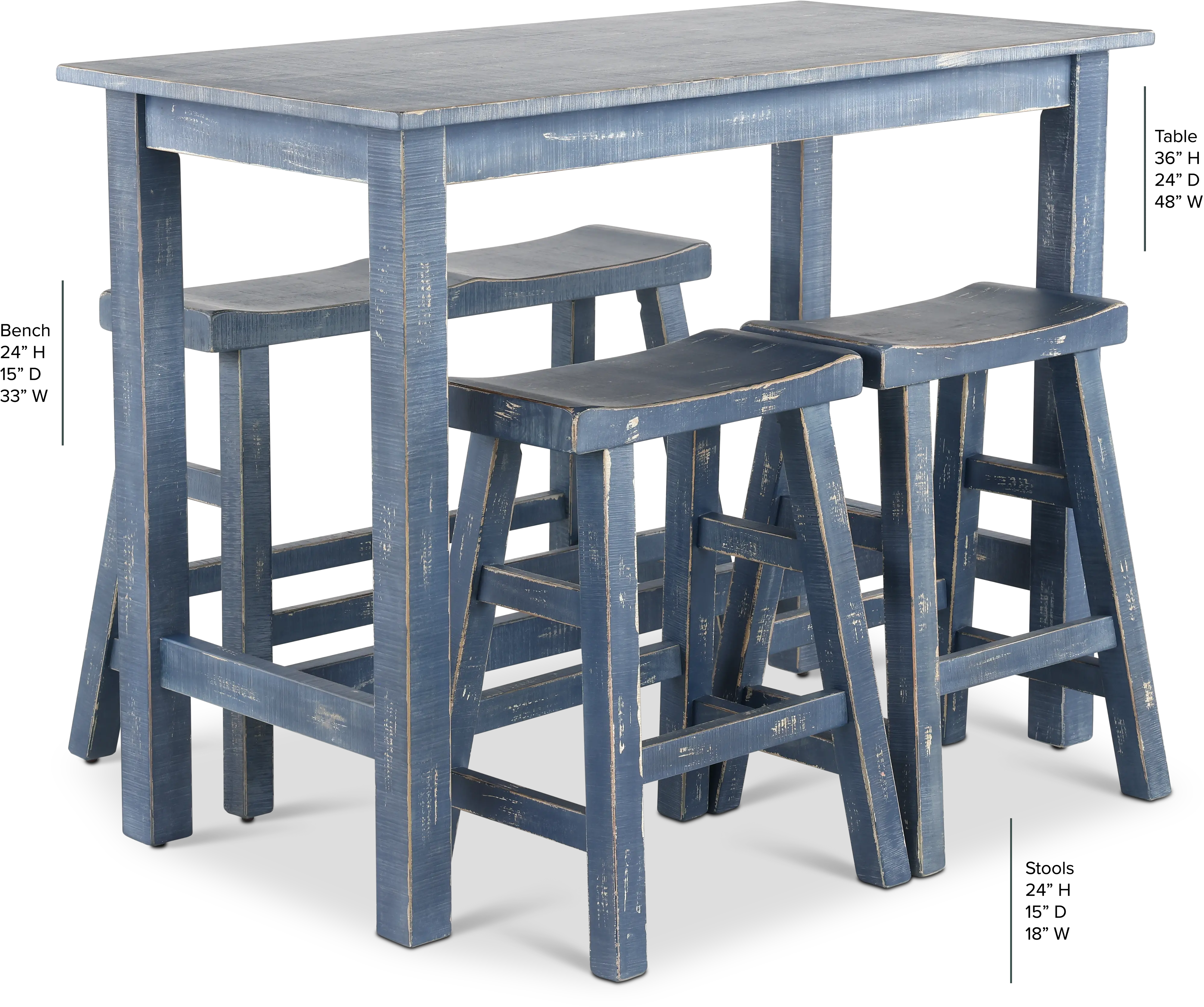 Beach Haven Blue 4 Piece Counter Height Dining Set-3