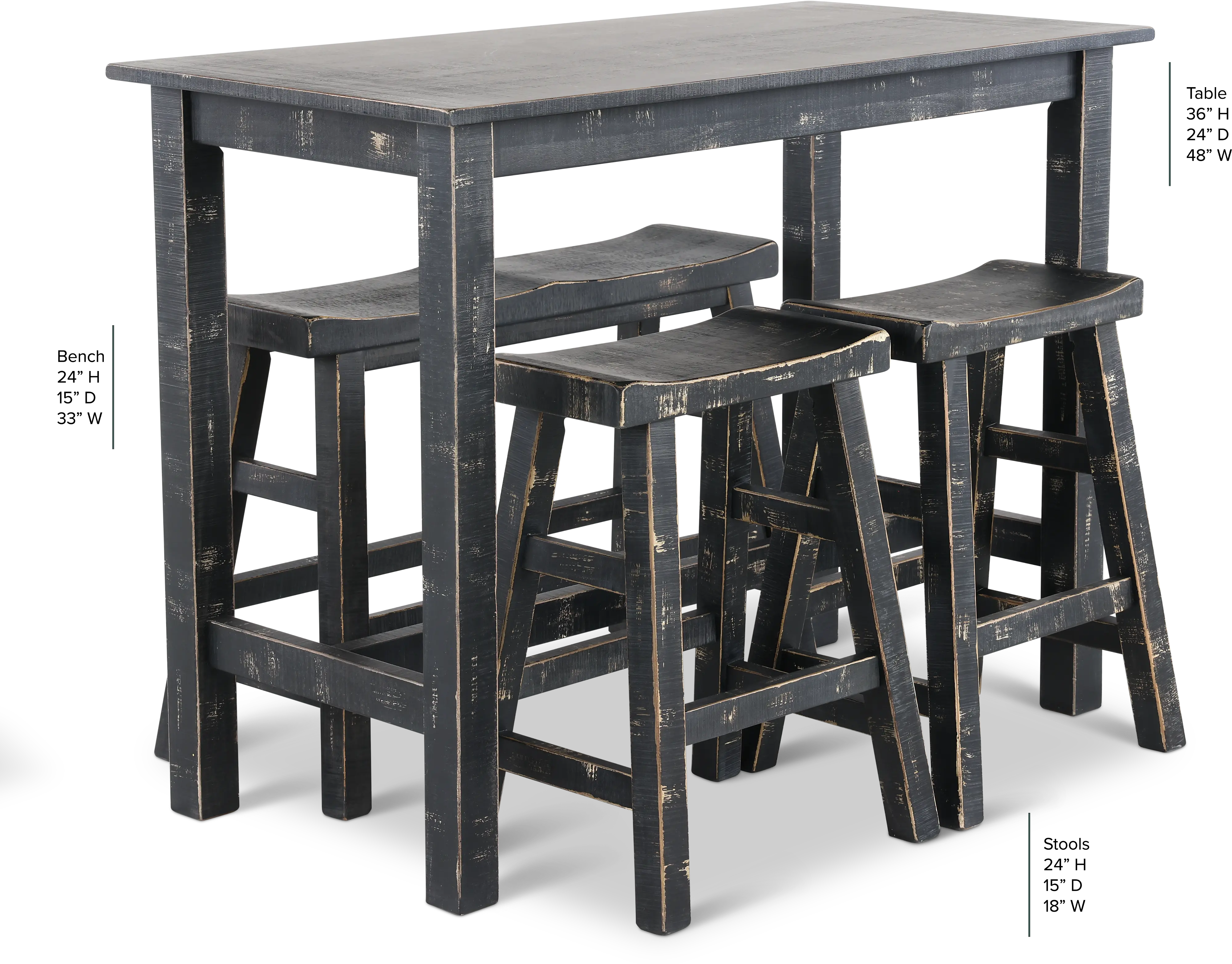 Beach Haven Black 4 Piece Counter Height Dining Set-3