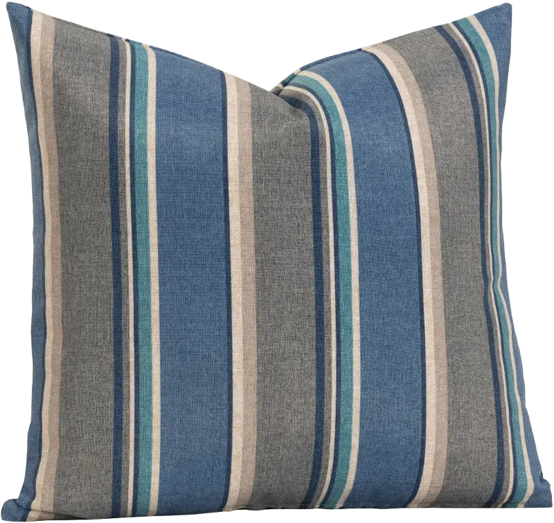 Gray and Blue Denim Patio Pillow