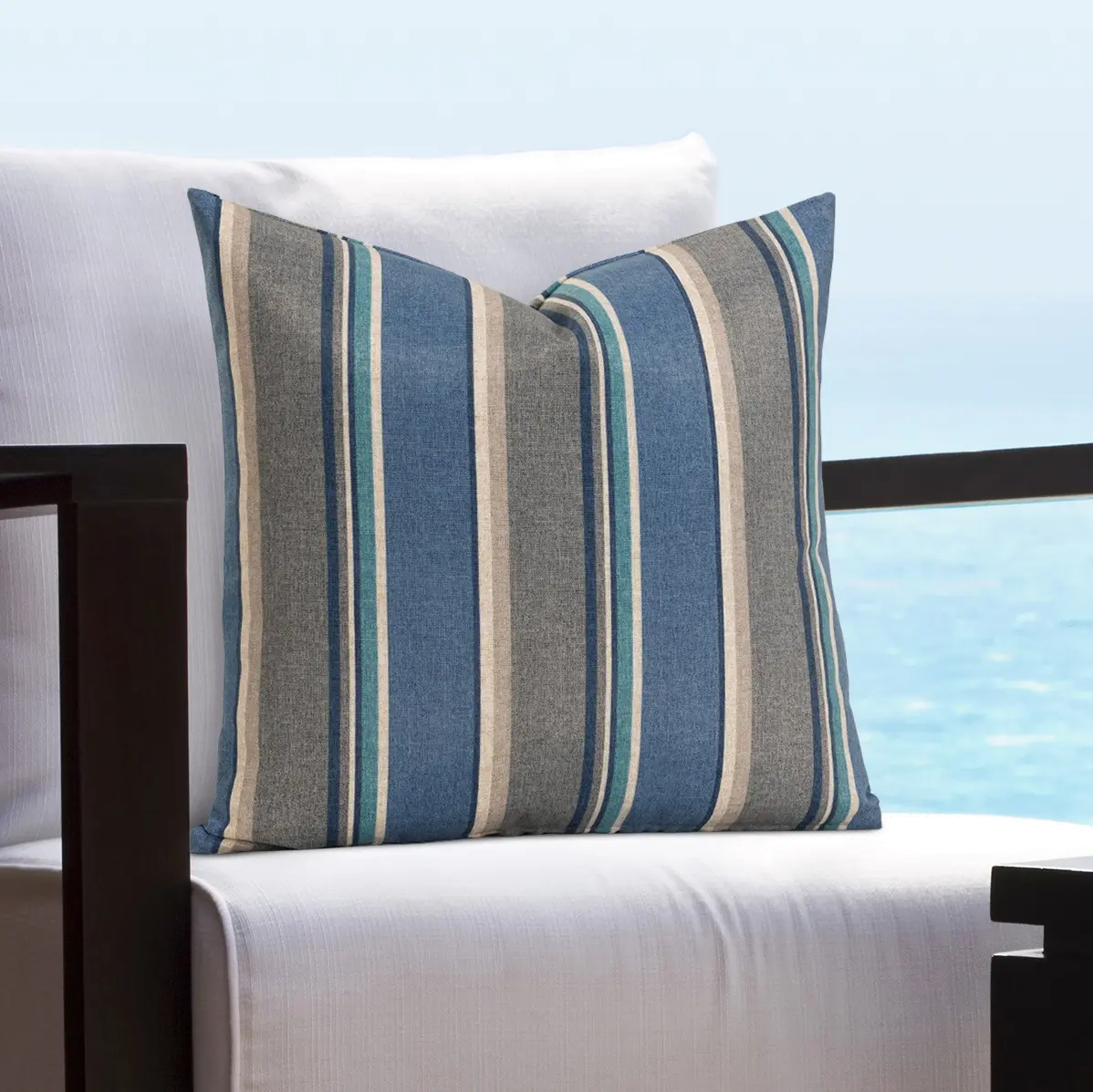 Gray and Blue Denim Patio Pillow-2
