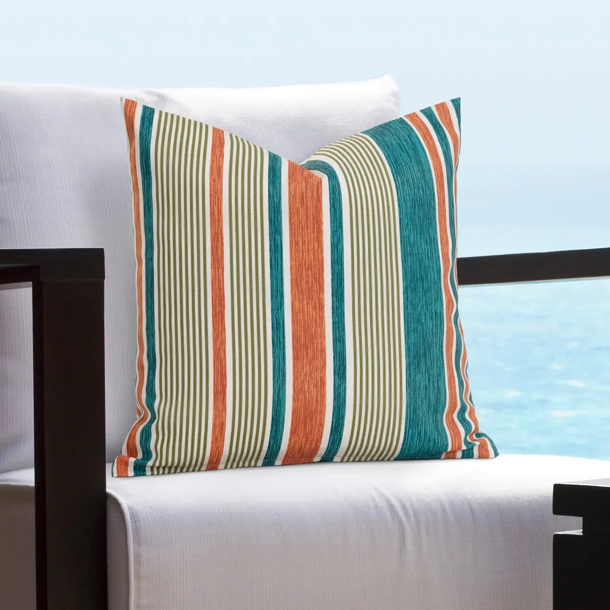 Bacall Orange, Turquoise and White Pillow-2