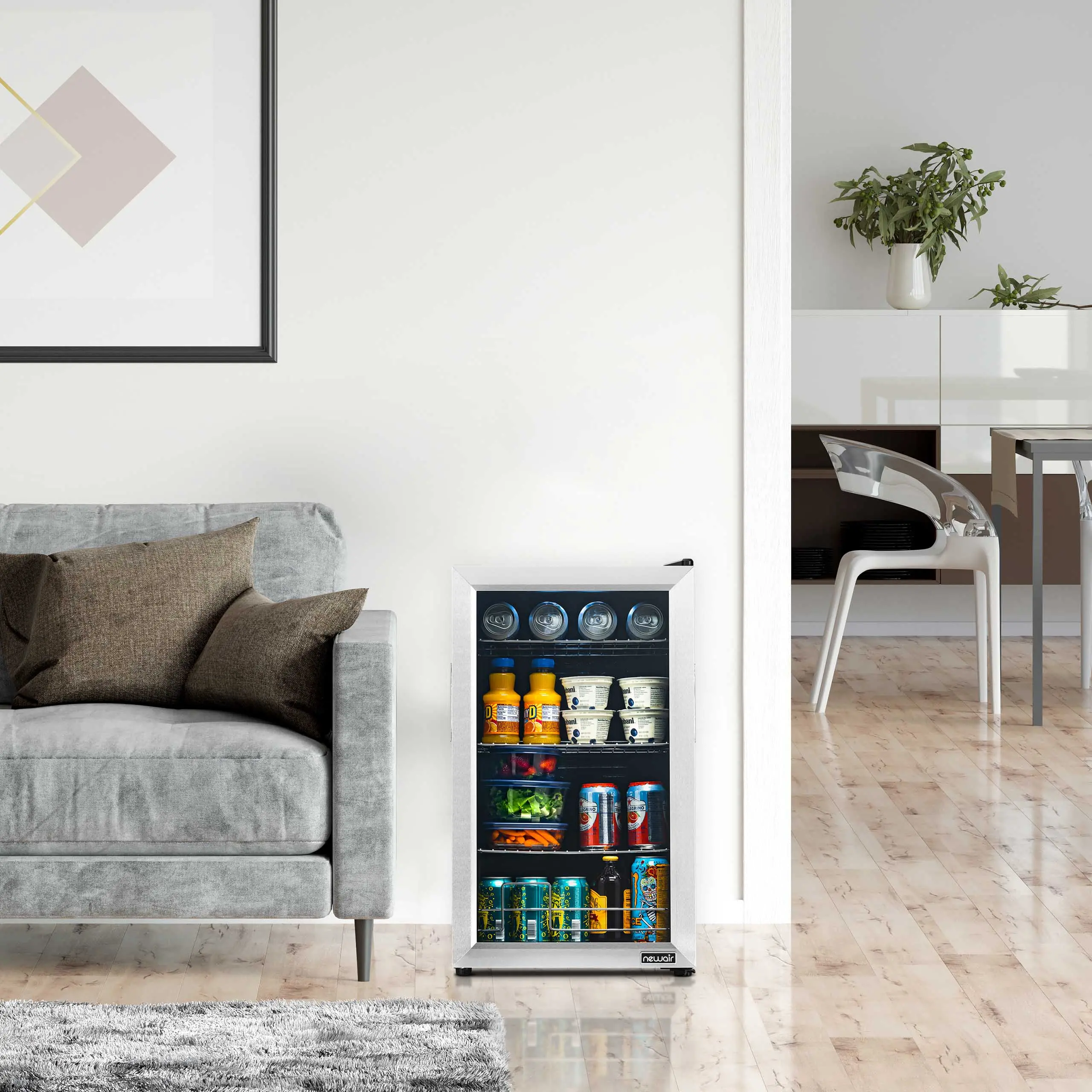 AB-1000 NewAir 100 Can Beverage Fridge - Stainless Steel-4