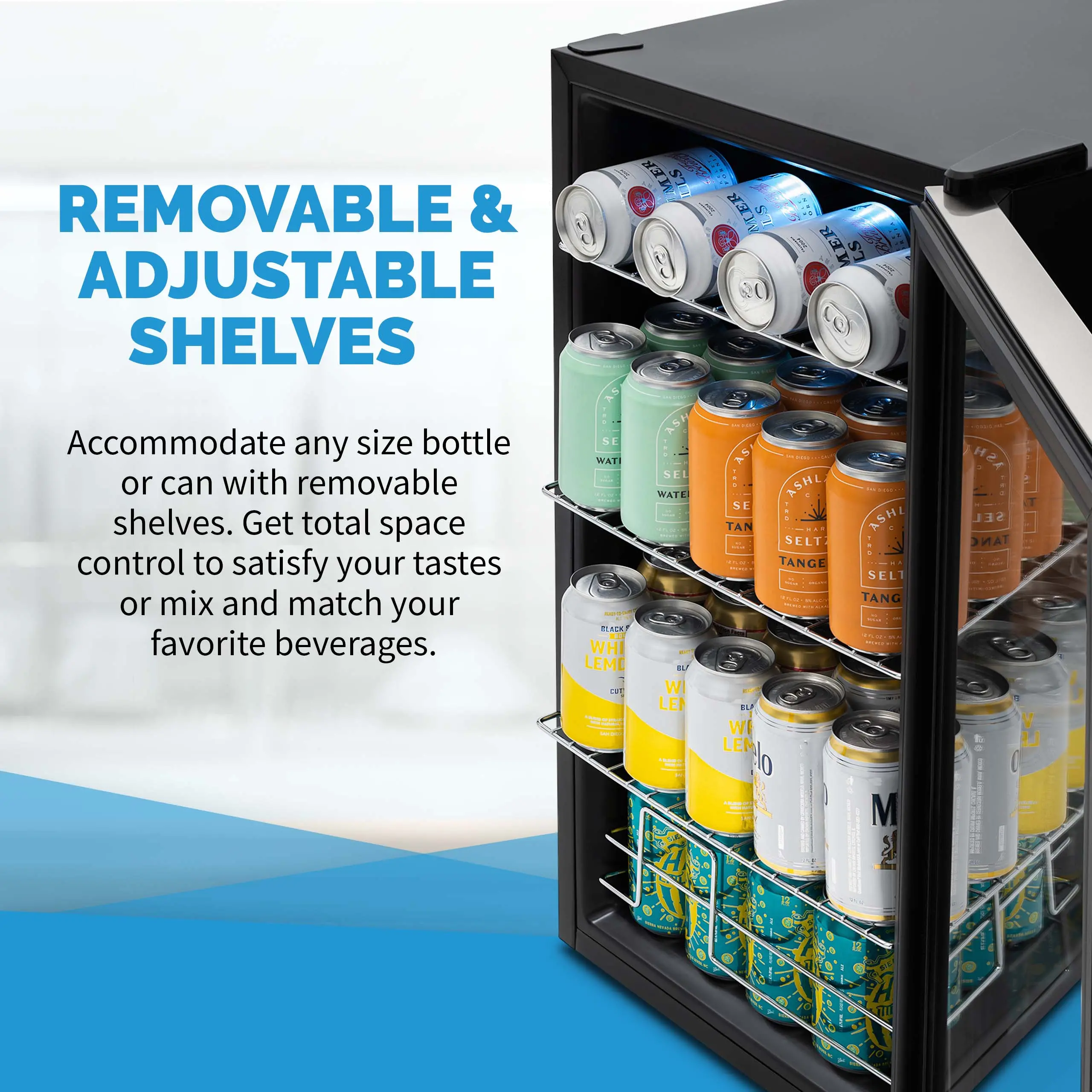AB-1000 NewAir 100 Can Beverage Fridge - Stainless Steel-7