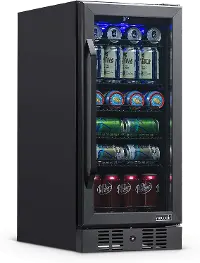 NBC096BS00 NewAir 15  Built-in 96 Can Beverage Fridge - Black Stainless Steel