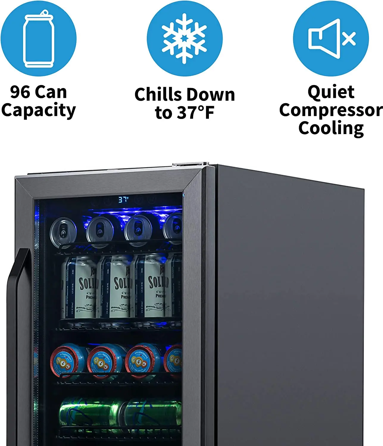 NBC096BS00 NewAir 15  Built-in 96 Can Beverage Fridge - Black Stainless Steel-5