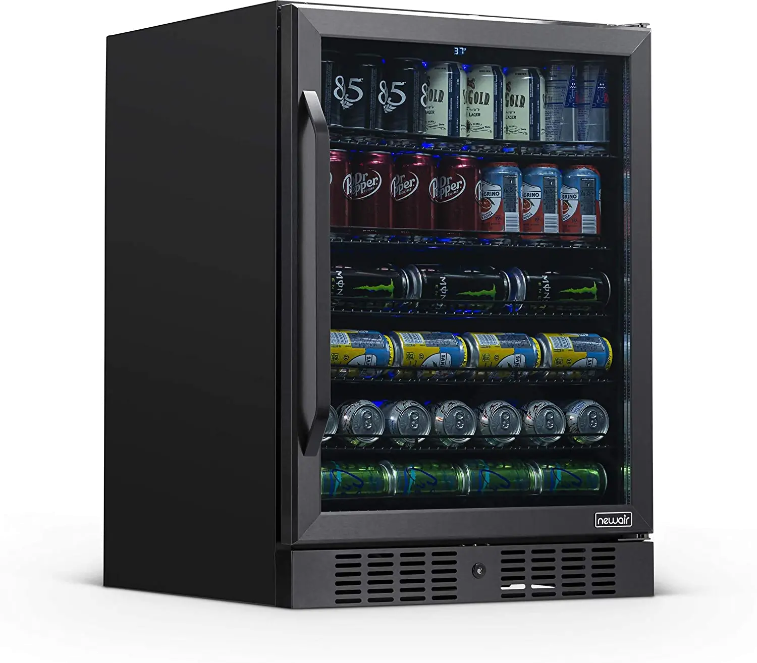 NBC177BS00 NewAir 24  Built-in 177 Can Beverage Fridge - Black Stainless Steel-1