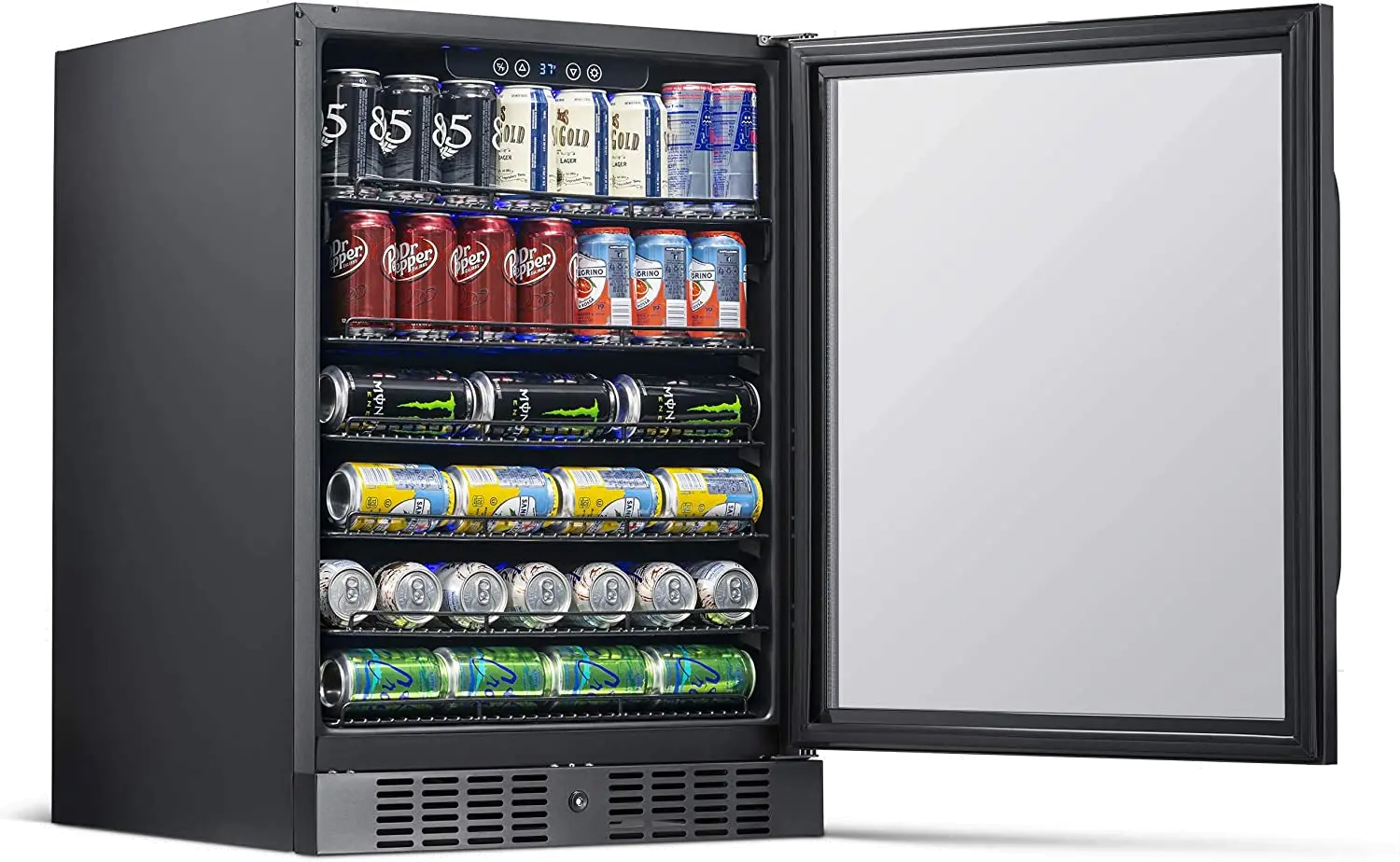 NBC177BS00 NewAir 24  Built-in 177 Can Beverage Fridge - Black Stainless Steel-2