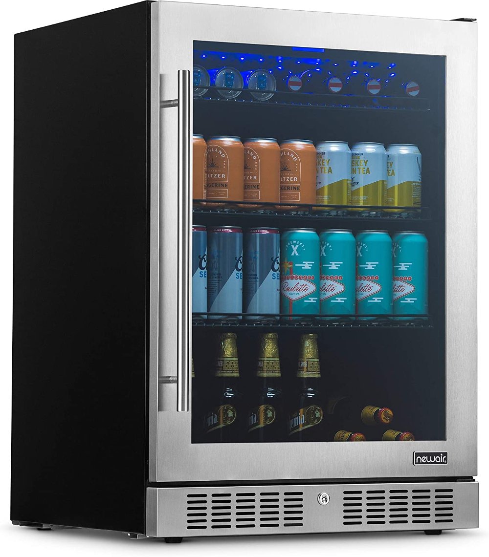 NewAir 24" Built-in Premium 224 Can Beverage Fridge - Stainless Steel