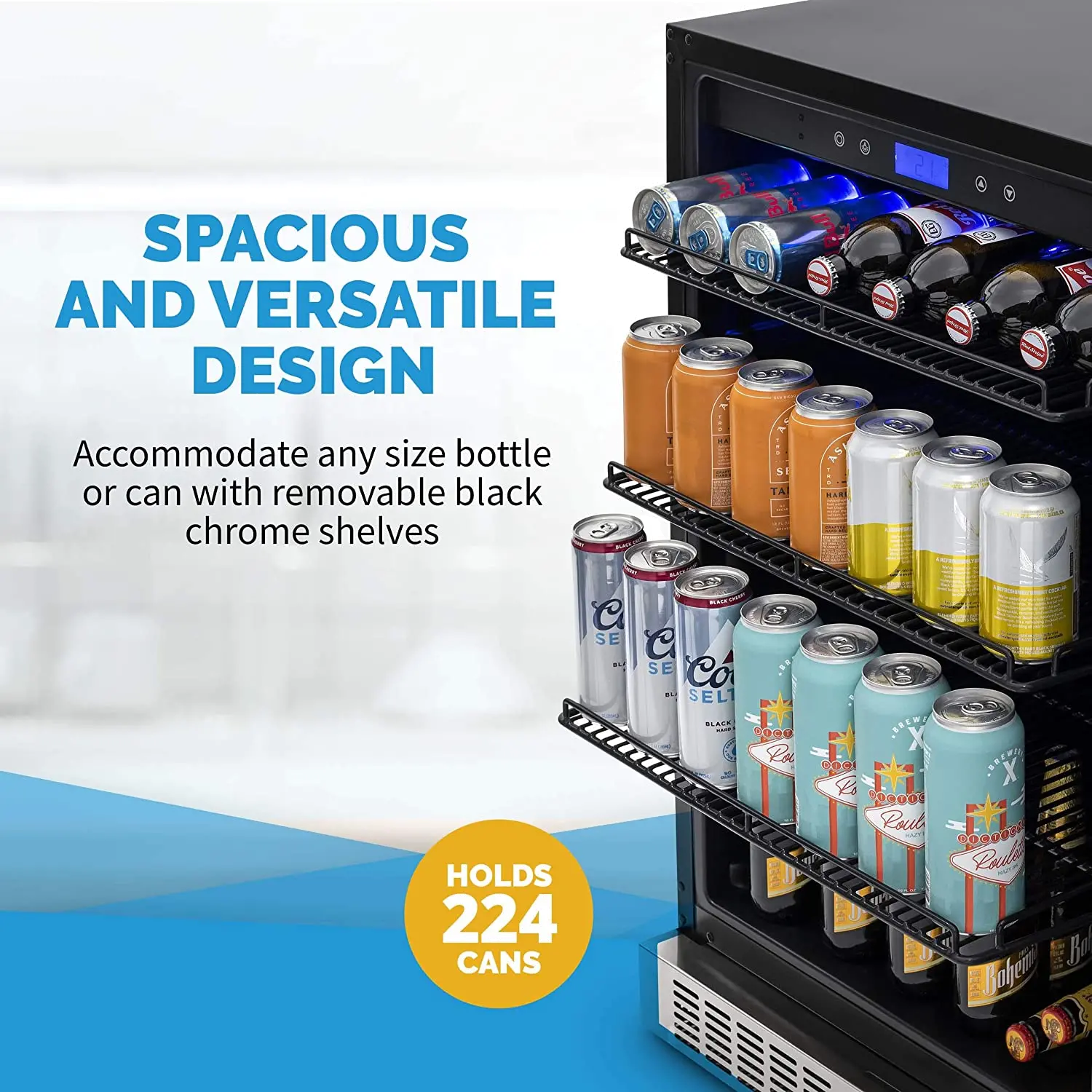 NBC224SS00 NewAir 24  Built-in Premium 224 Can Beverage Fridge - Stainless Steel-2