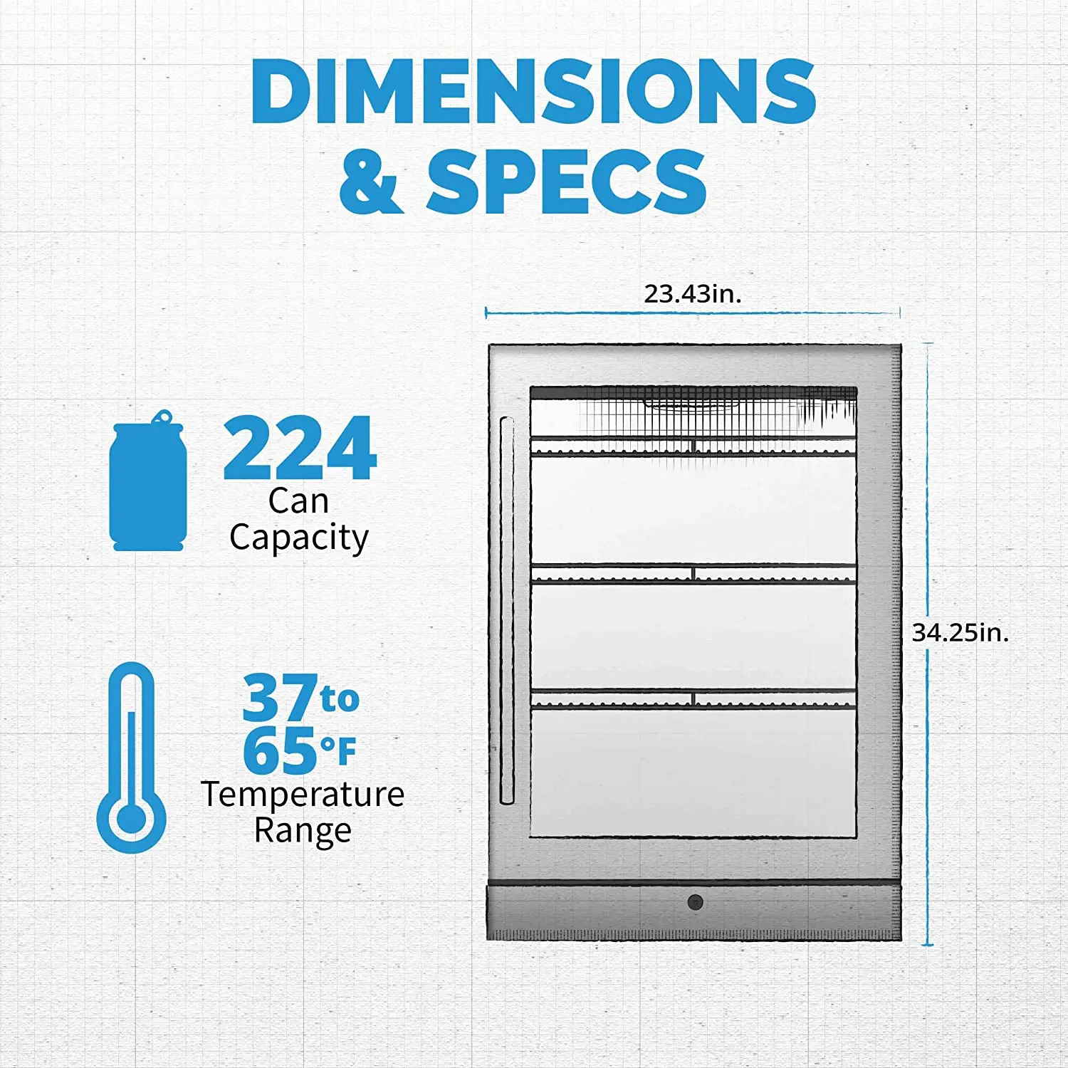 NBC224SS00 NewAir 24  Built-in Premium 224 Can Beverage Fridge - Stainless Steel-6