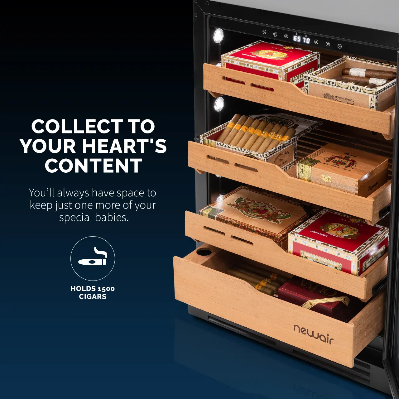 NCH1K5BK00 NewAir 1,500 Count Electric Cigar Humidor - Black-11