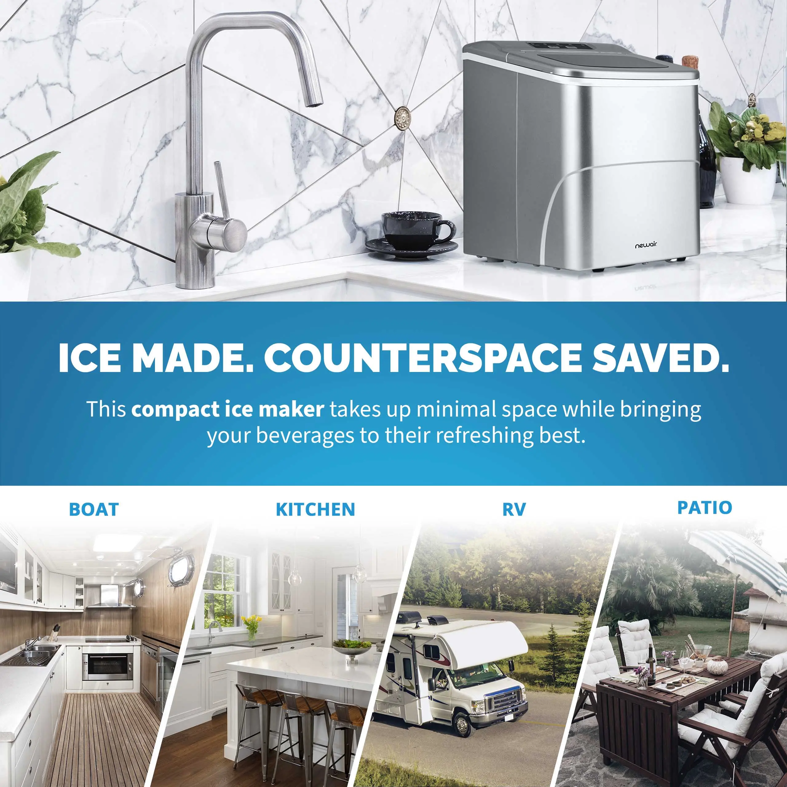 NIM026MS00 NewAir Matte Silver Countertop Ice Maker-10