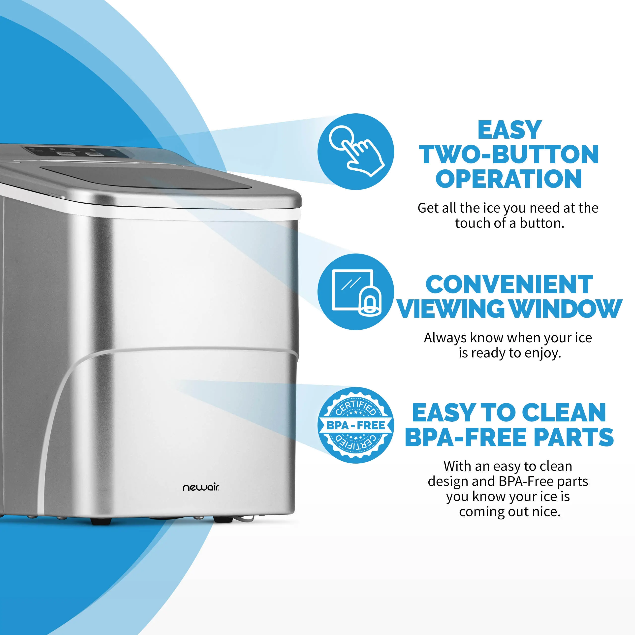 NIM026MS00 NewAir Matte Silver Countertop Ice Maker-12