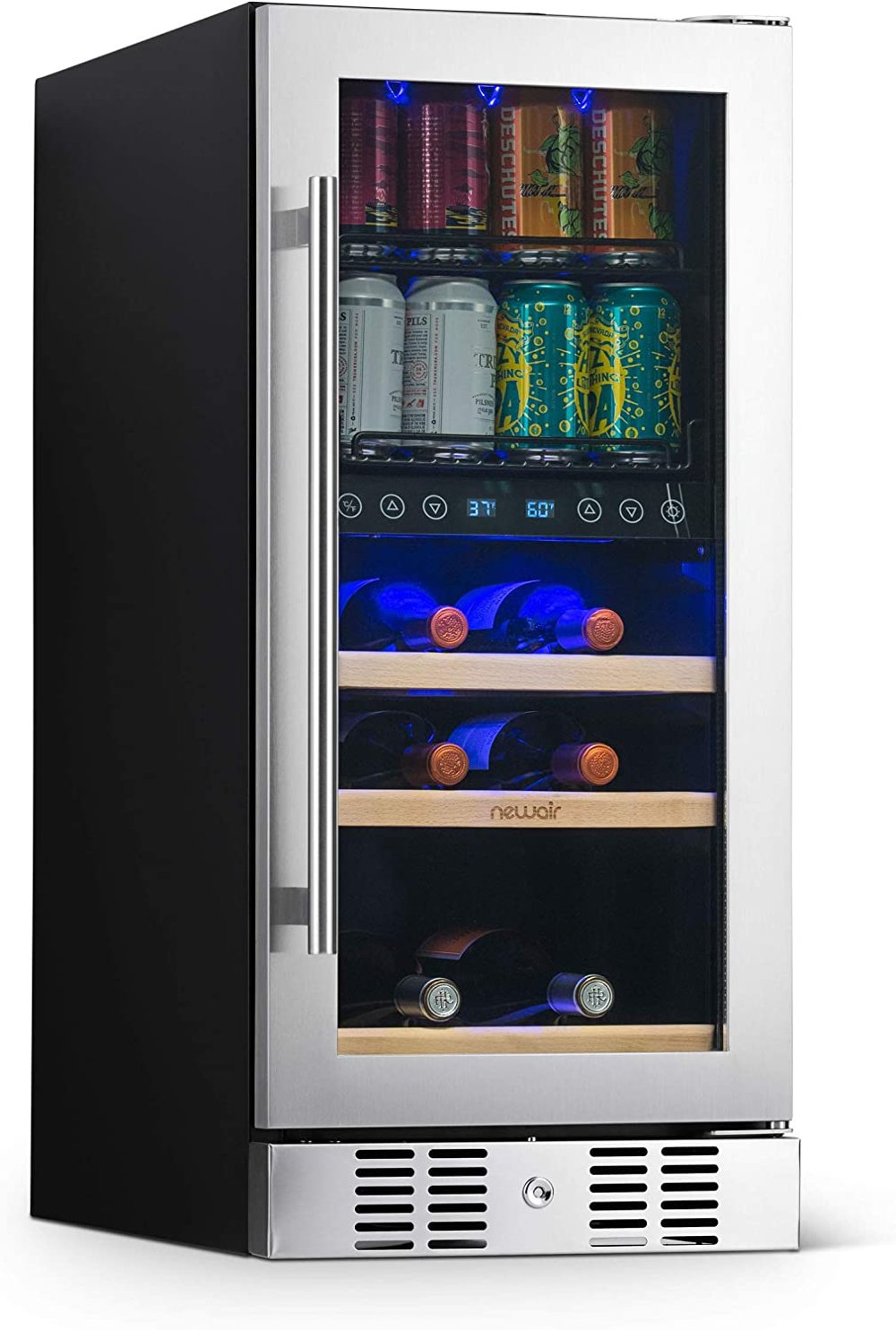 NewAir 15" Premium Built-in Dual Zone Wine and Beverage Fridge - Stainless Steel