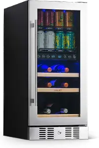 NWB057SS00 NewAir 15  Premium Built-in Dual Zone Wine and Beverage Fridge - Stainless Steel