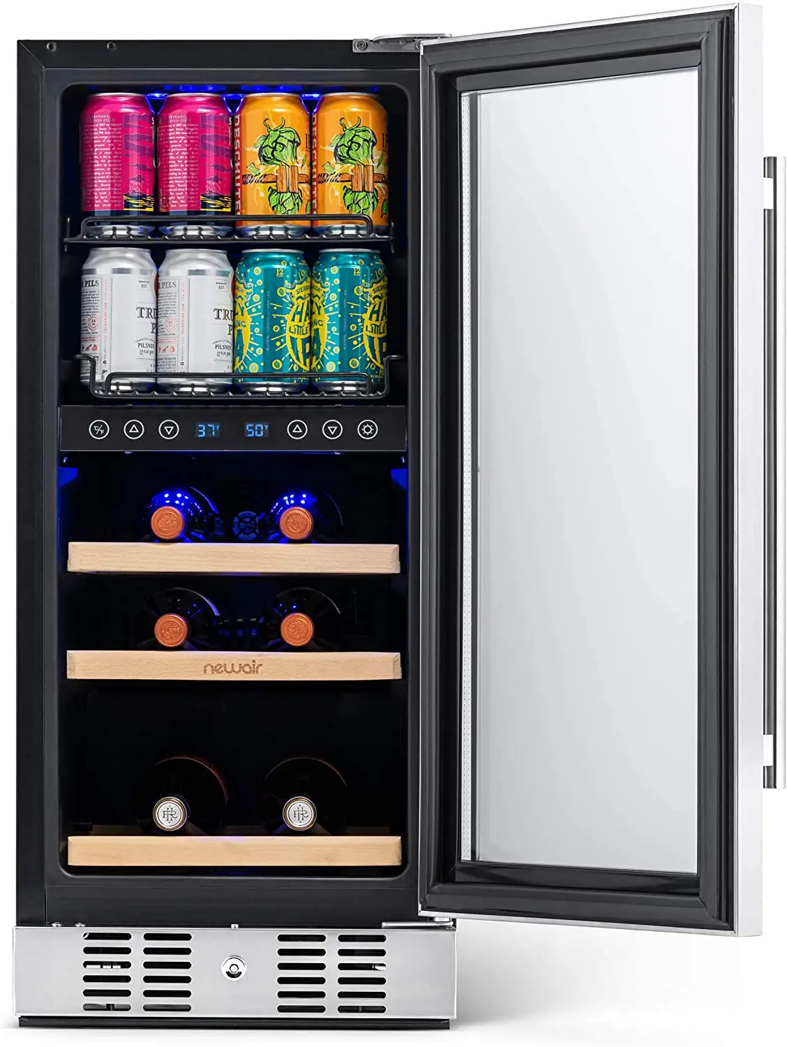 NWB057SS00 NewAir 15  Premium Built-in Dual Zone Wine and Beverage Fridge - Stainless Steel-3