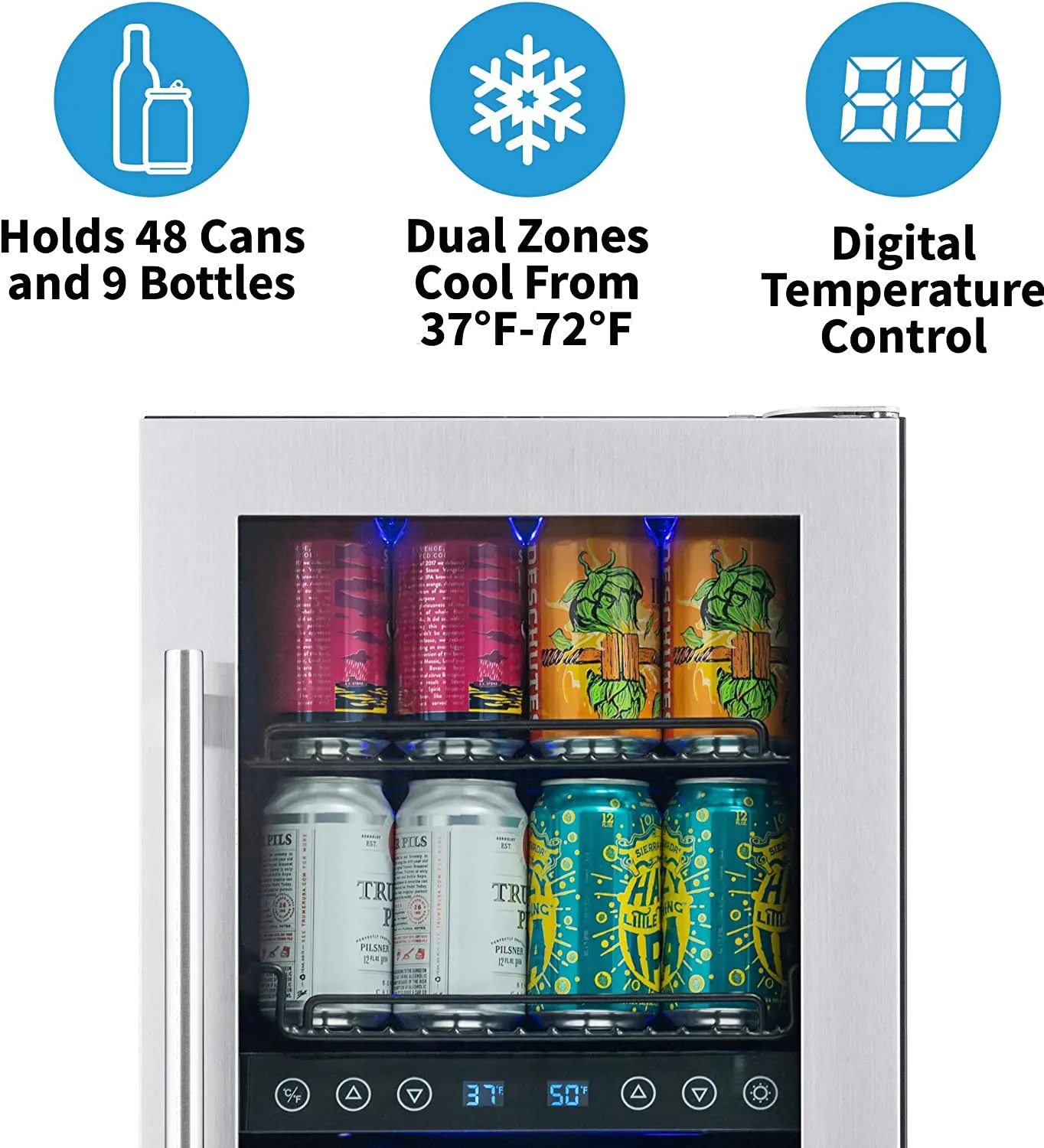 NWB057SS00 NewAir 15  Premium Built-in Dual Zone Wine and Beverage Fridge - Stainless Steel-6