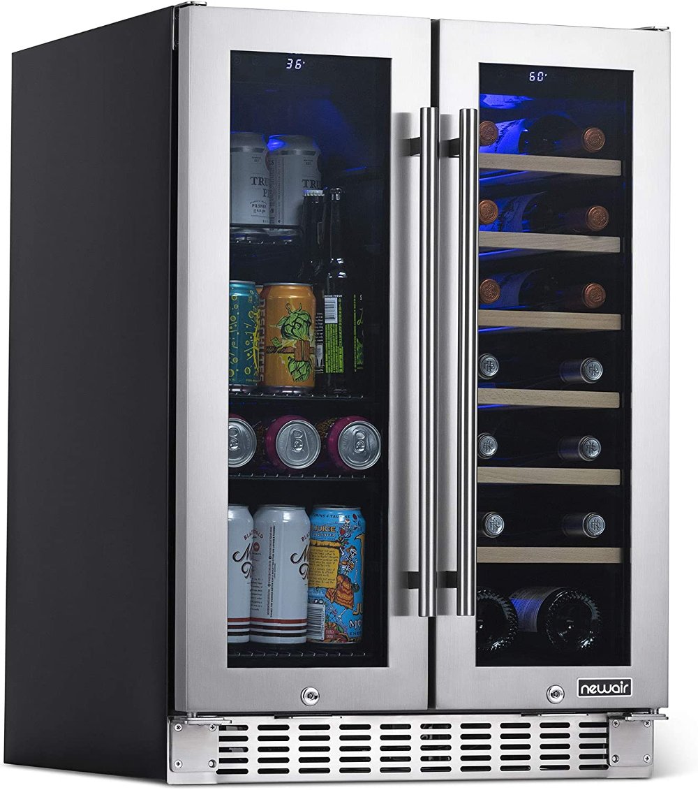 NewAir 24" Premium Built-in Dual Zone Wine and Beverage Fridge - Stainless Steel
