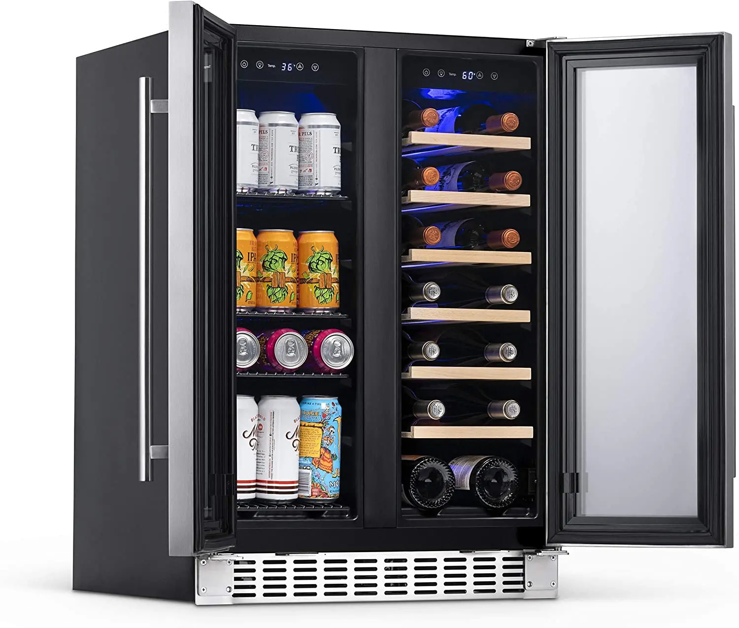 NWB080SS00 NewAir 24  Premium Built-in Dual Zone Wine and Beverage Fridge - Stainless Steel-2