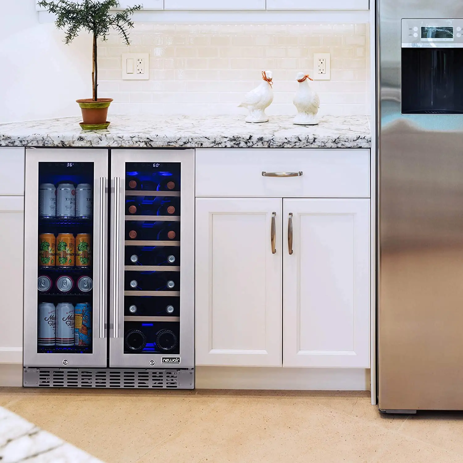NWB080SS00 NewAir 24  Premium Built-in Dual Zone Wine and Beverage Fridge - Stainless Steel-8