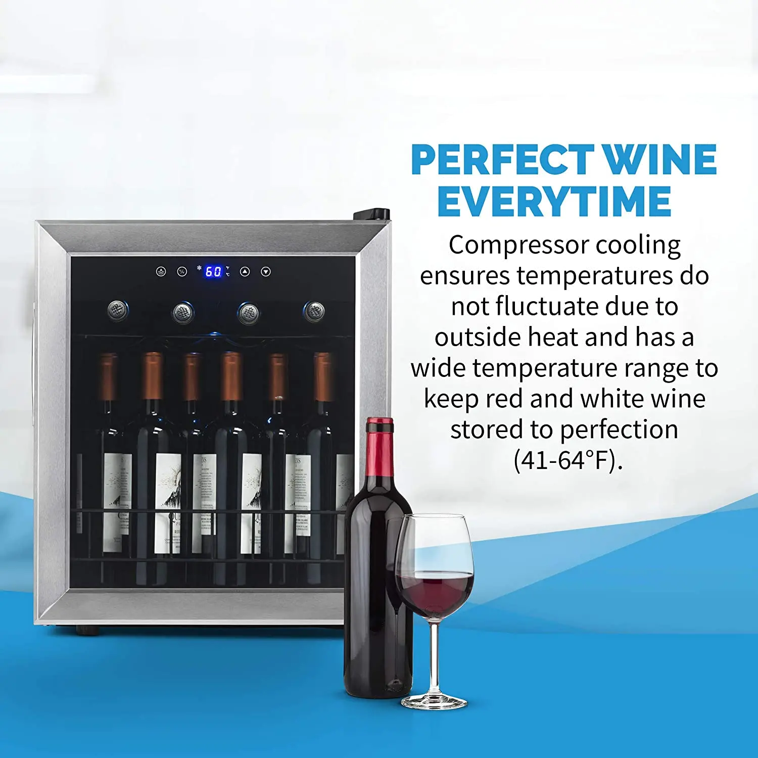 NWC023SS00 NewAir 23 Bottle Freestanding Compressor Wine Fridge - Stainless Steel-8