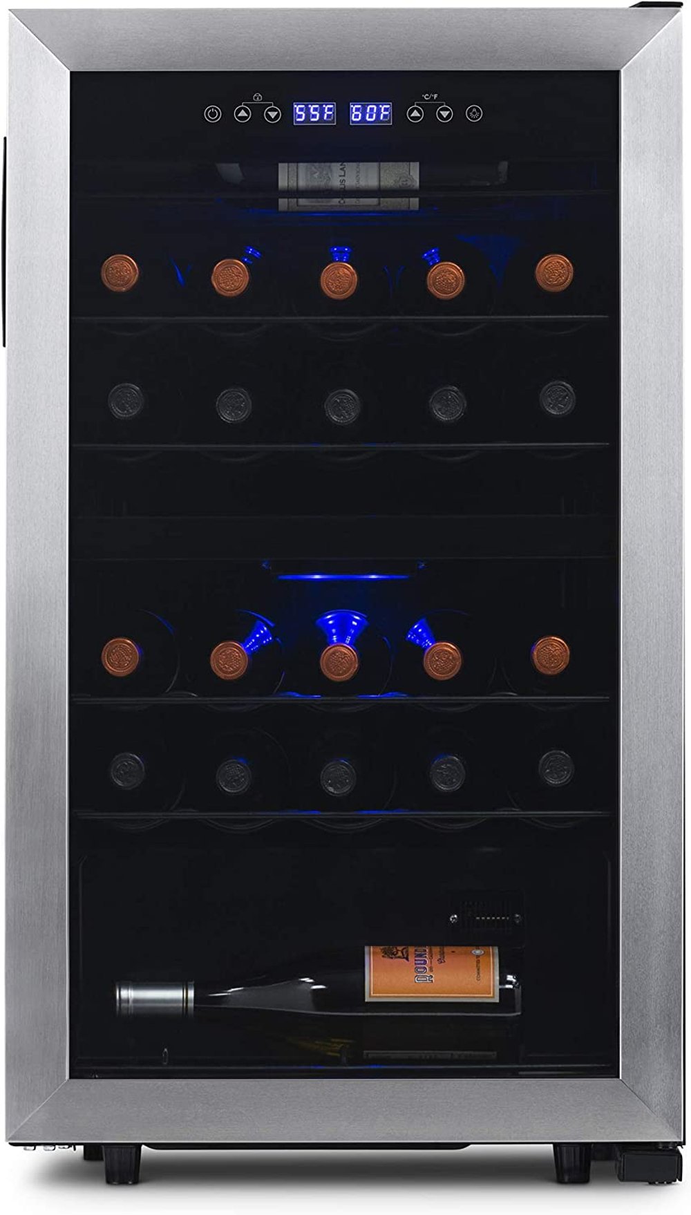 NewAir 28 Bottle Freestanding Dual Zone Compressor Wine Fridge - Stainless Steel