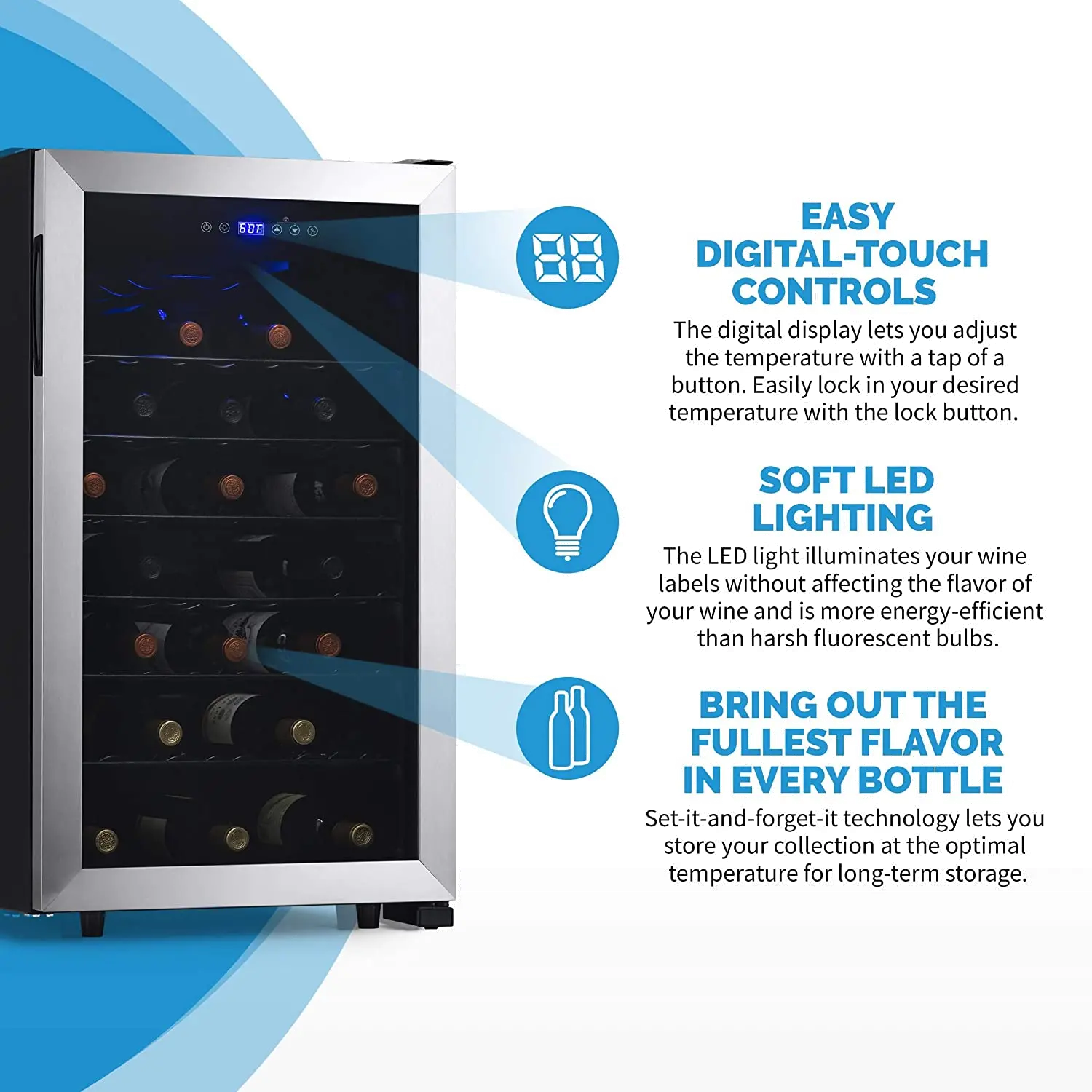 NWC050SS00 NewAir Freestanding 50 Bottle Compressor Wine Fridge - Stainless Steel-6