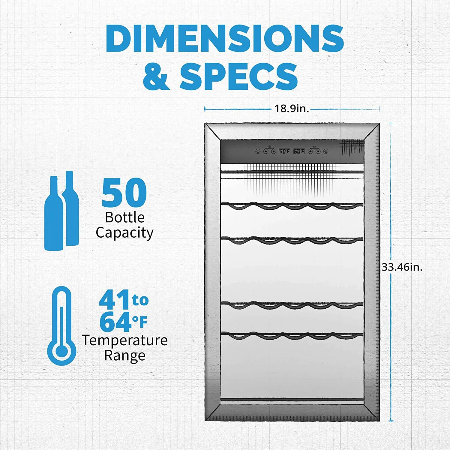 NWC050SS00 NewAir Freestanding 50 Bottle Compressor Wine Fridge - Stainless Steel-9