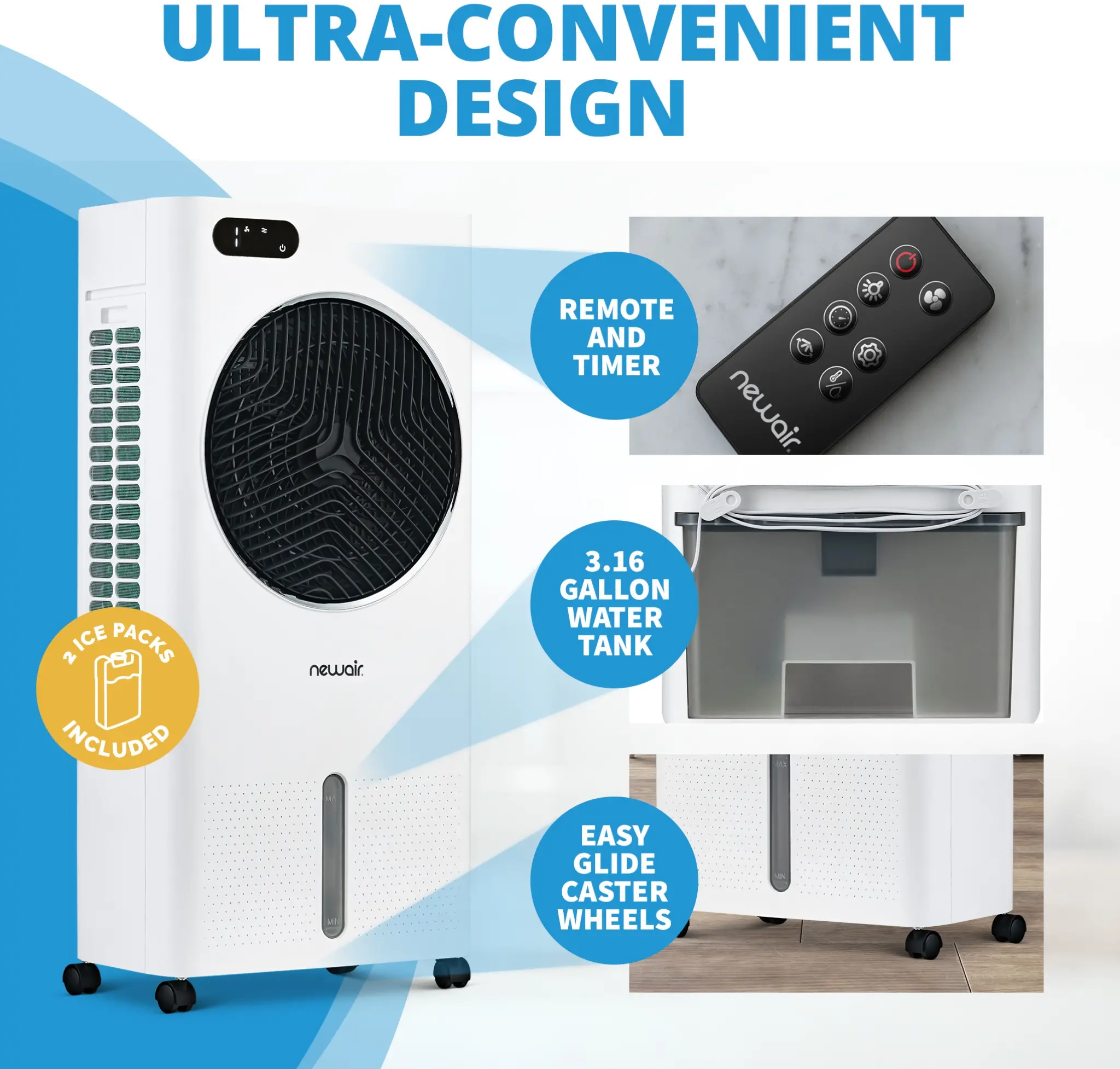 NEC1K6WH00 NewAir Evaporative Air Cooler and Portable Cooling Fan-10