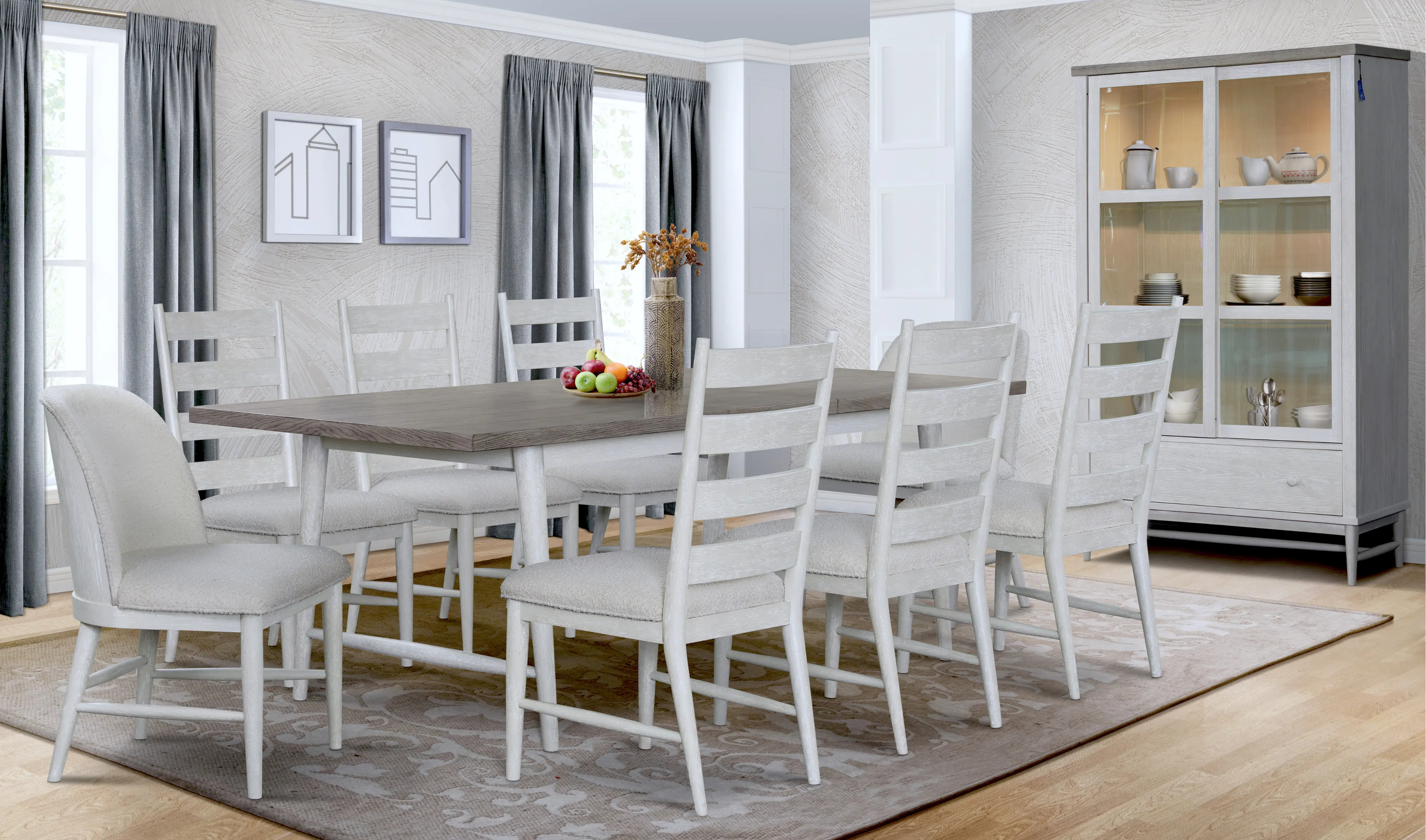 Coastal Farmhouse Gray 7 Piece Dining Set-2
